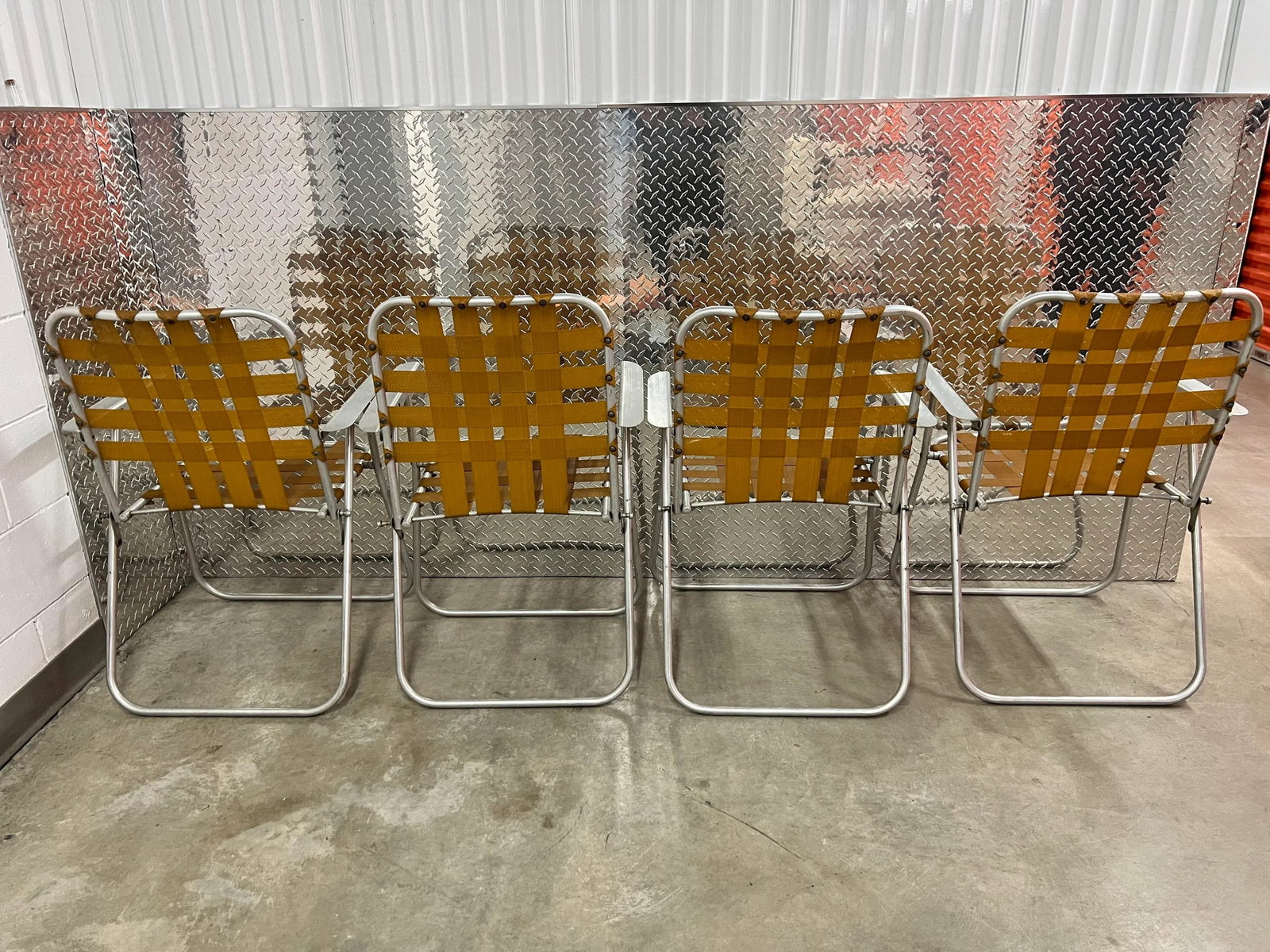 Vintage Aluminum Strap Folding Chairs - Set of 4 - 3