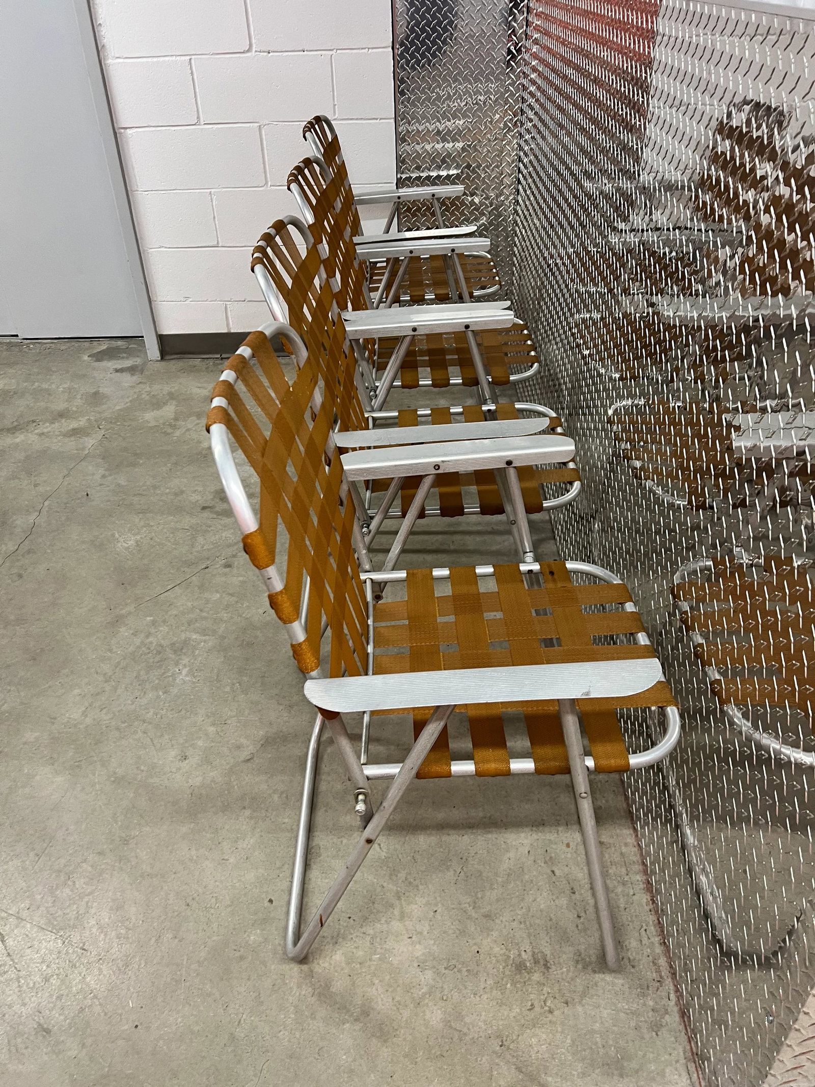 Vintage Aluminum Strap Folding Chairs - Set of 4 - 4