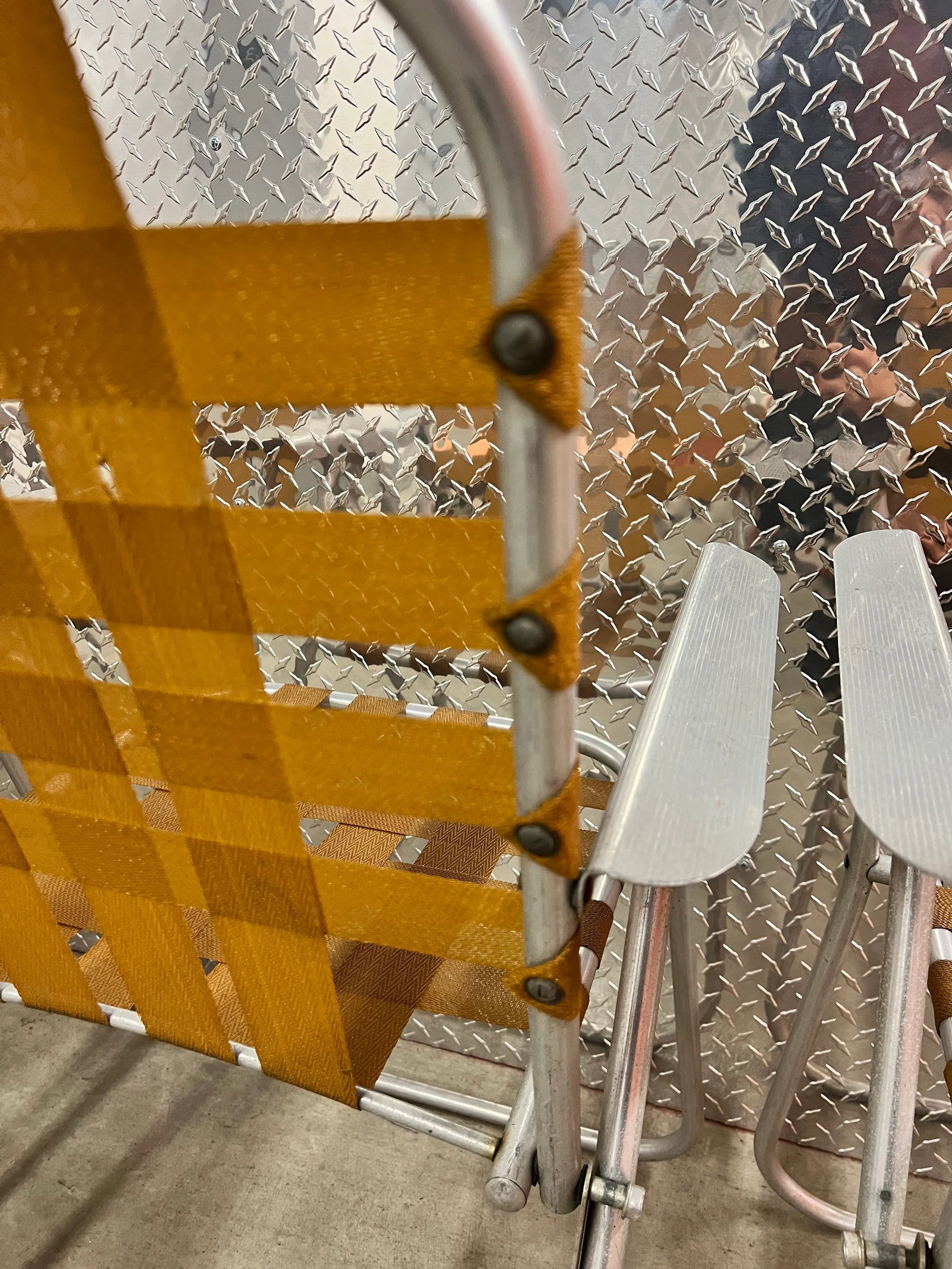 Vintage Aluminum Strap Folding Chairs - Set of 4 - 6