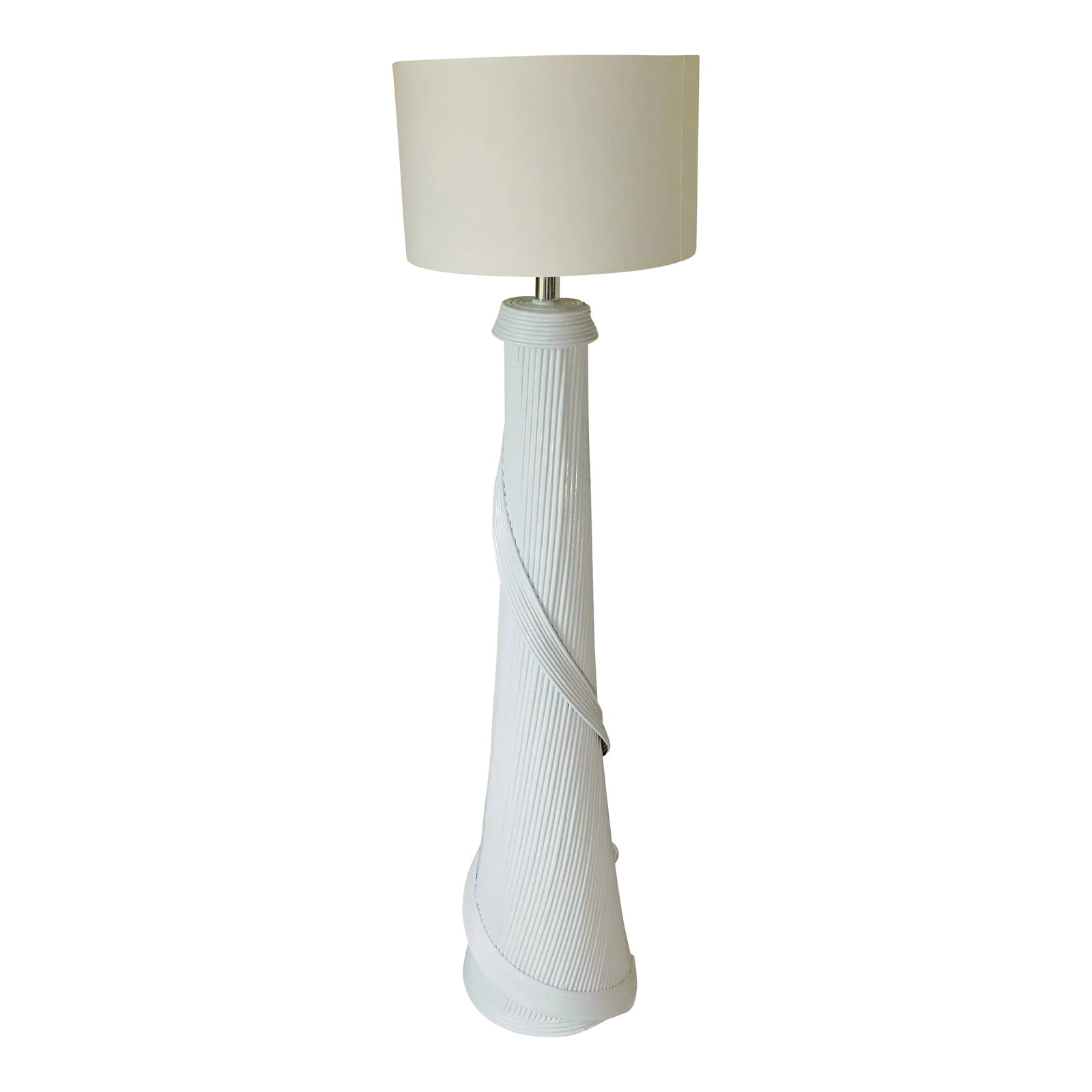 Vintage Betty Cobonpue Style White Pencil Reed Sculptural Floor Lamp With Shade (1 of 12)