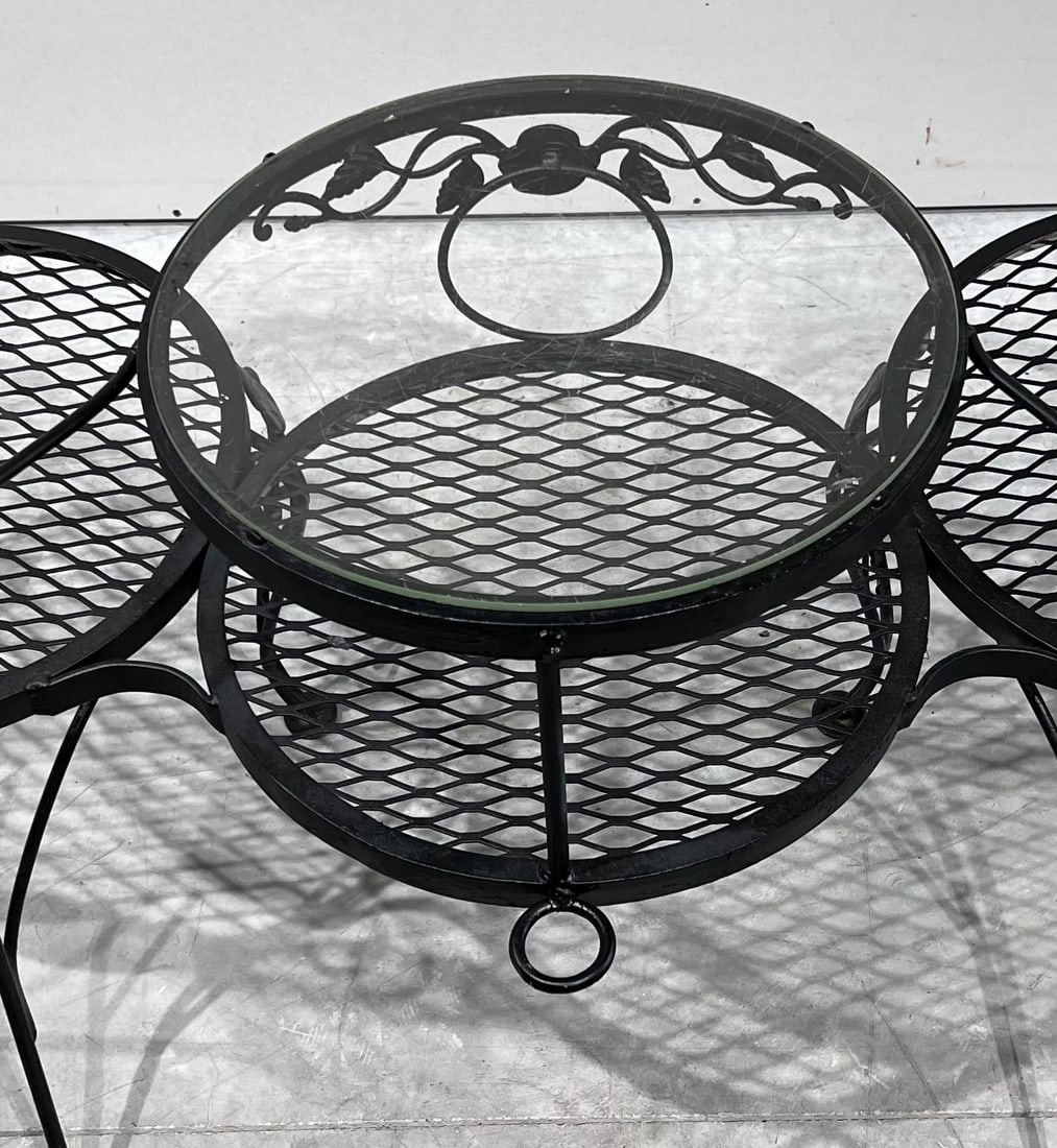 Woodard Furniture Tete-A-Tete Wrought Iron Outdoor Chantilly Rose Tete a Tete Chair Bench Loveseat - 3