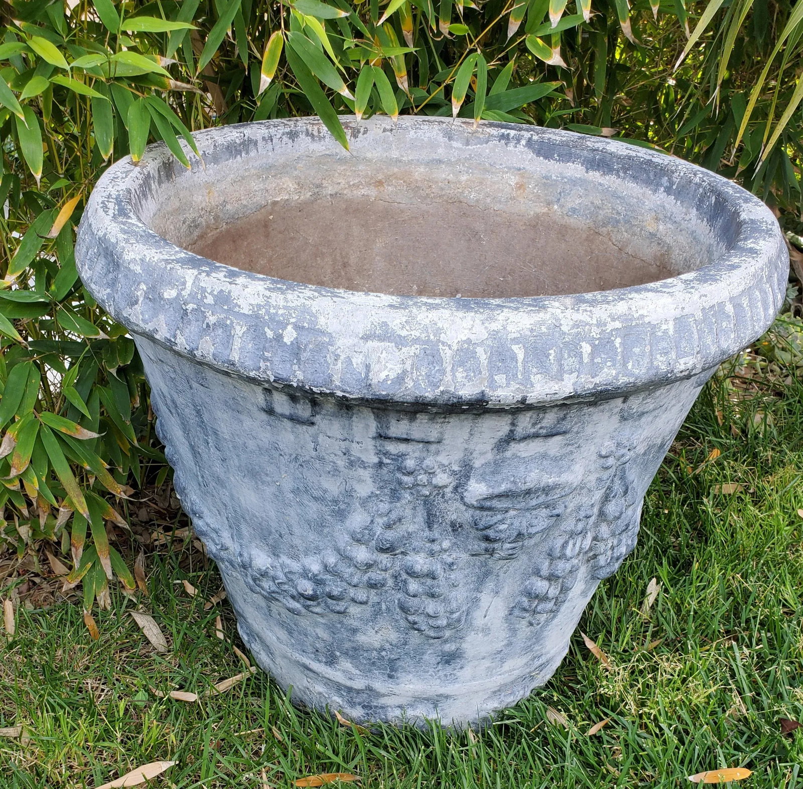 Pair of Large Cast Stone Concrete Neoclassical Style Garden Planters - 11