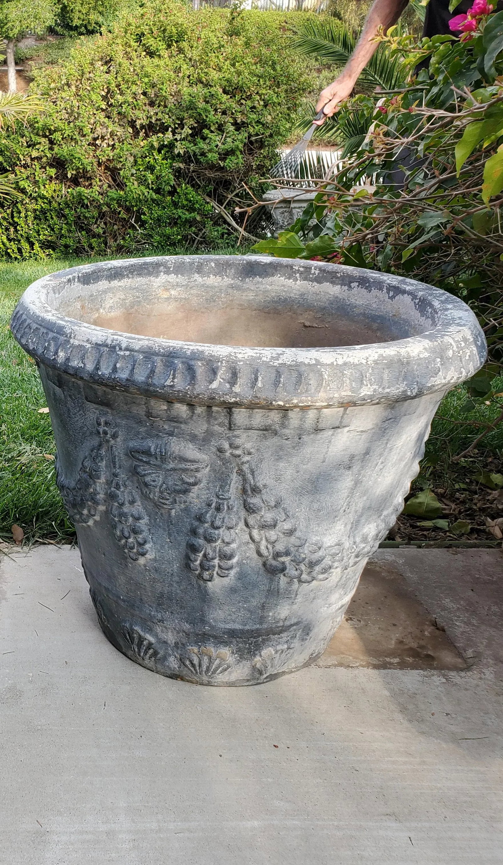 Pair of Large Cast Stone Concrete Neoclassical Style Garden Planters - 3