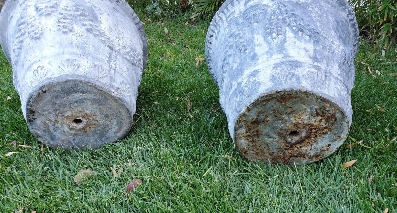 Pair of Large Cast Stone Concrete Neoclassical Style Garden Planters - 8