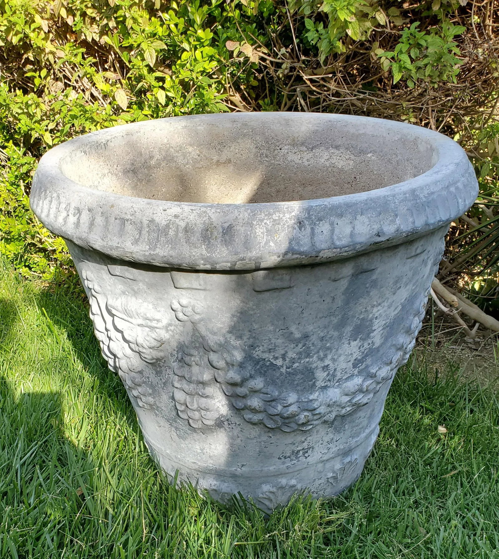 Pair of Large Cast Stone Concrete Neoclassical Style Garden Planters - 9
