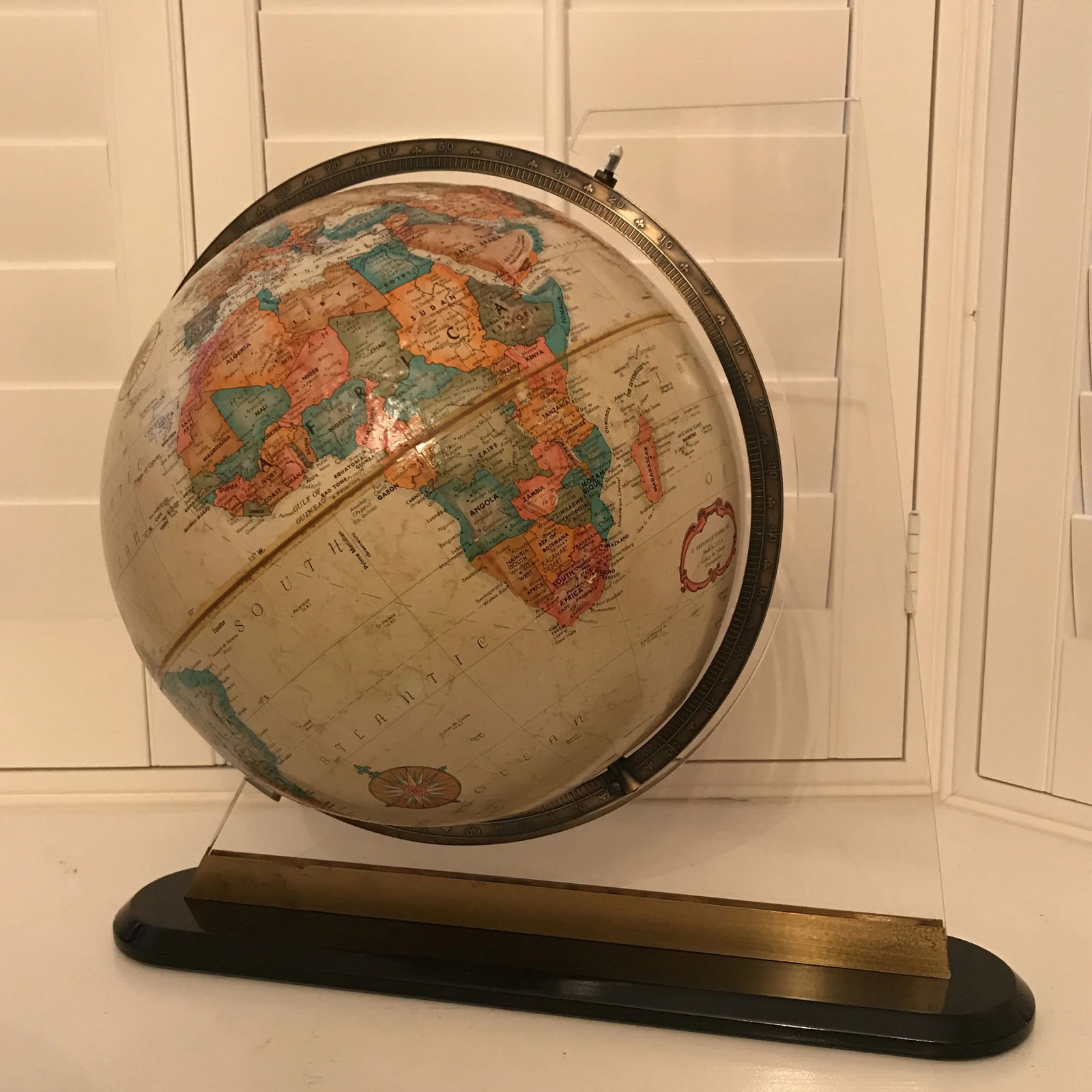 1970's World Globe With Acrylic Stand - 7