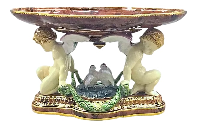 Antique Minton Majolica Cherub & Dove Tazza (1 of 11)