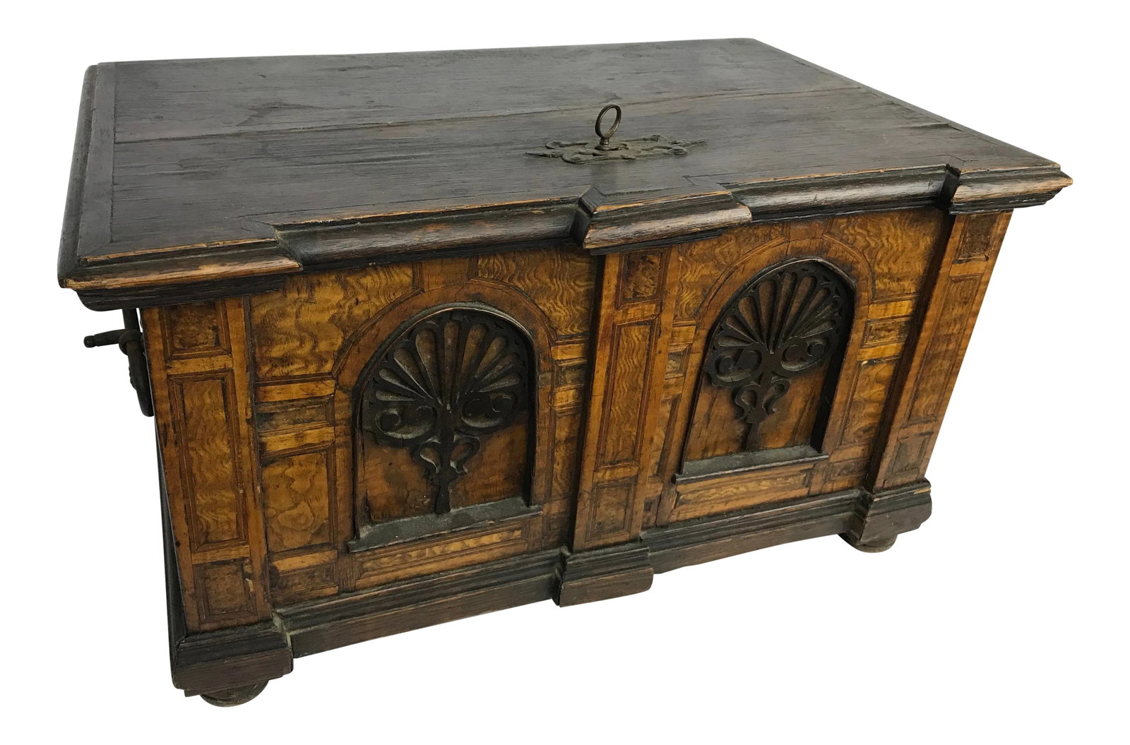 1800s Antique Gothic Style Figural Inlay Front Bible Storage Box (1 of 13)
