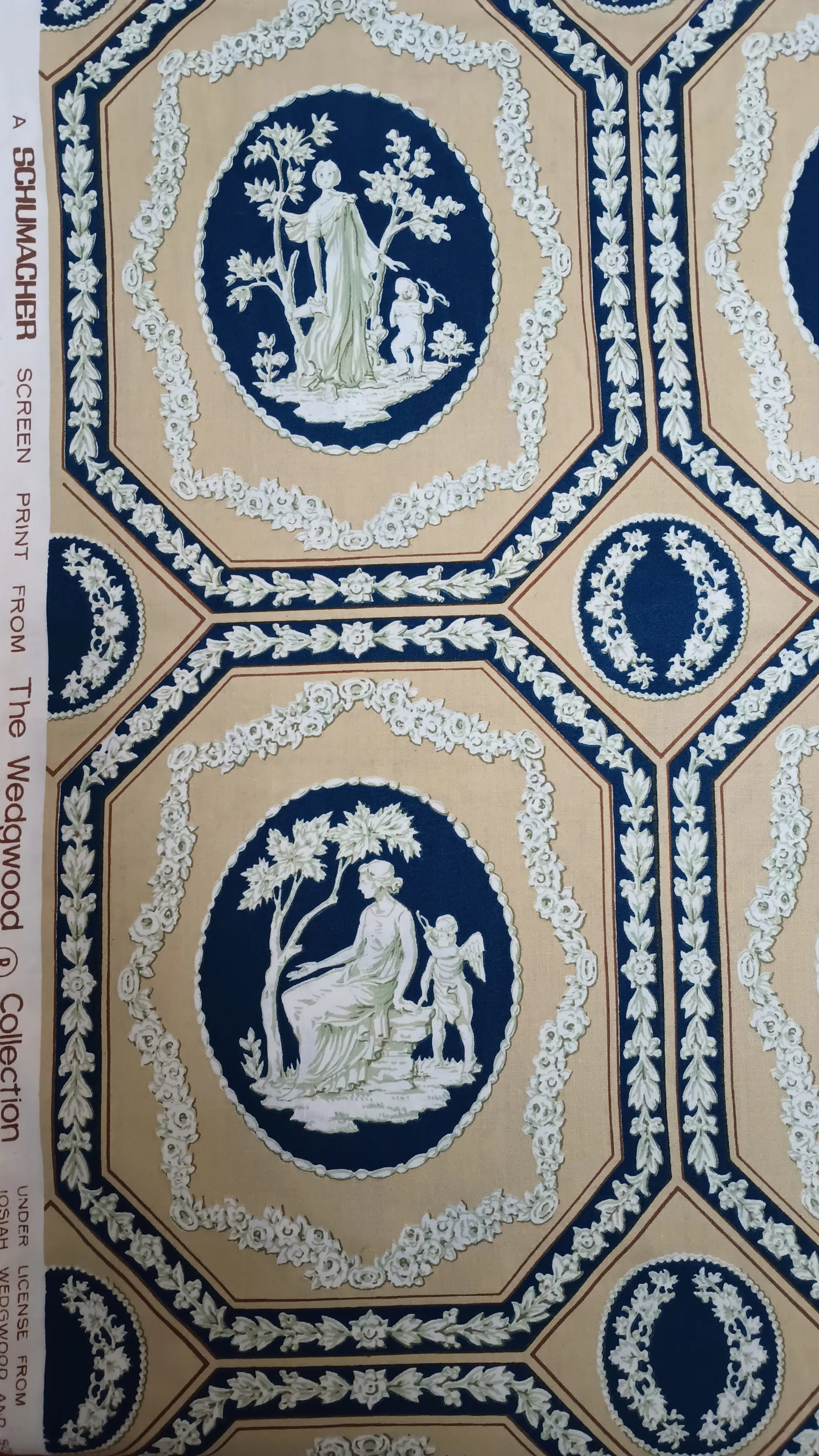 Schumacher Wedgwood "Jasperware" Print Vintage Cotton Fabric 3.75 Yards - 12