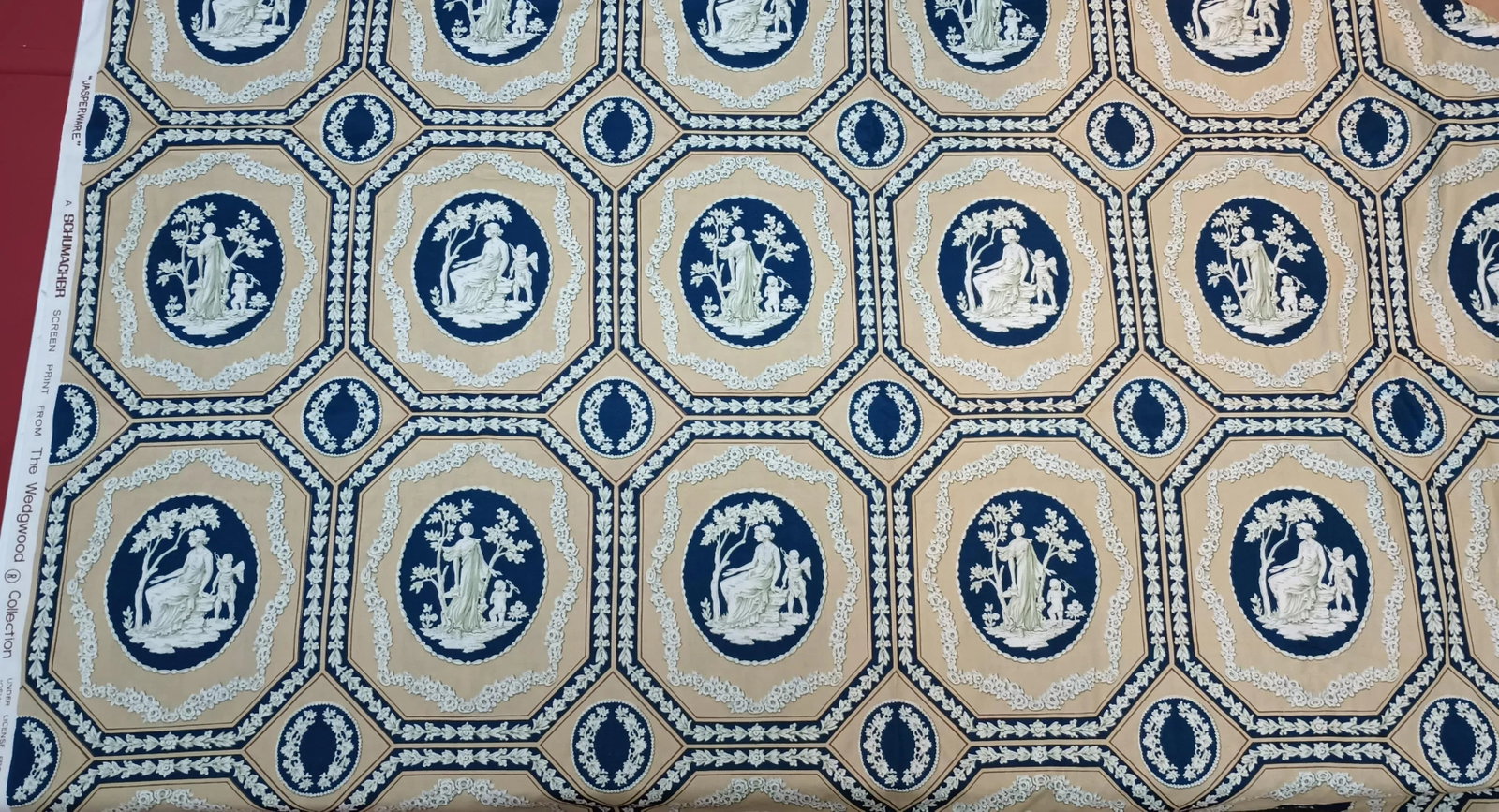Schumacher Wedgwood "Jasperware" Print Vintage Cotton Fabric 3.75 Yards - 2