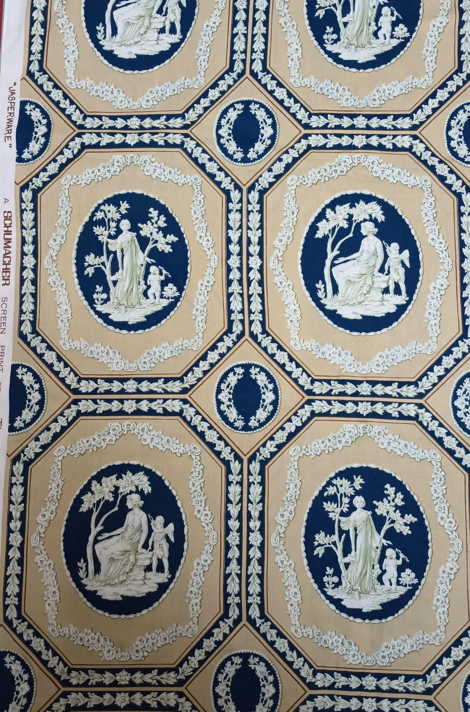 Schumacher Wedgwood "Jasperware" Print Vintage Cotton Fabric 3.75 Yards - 4