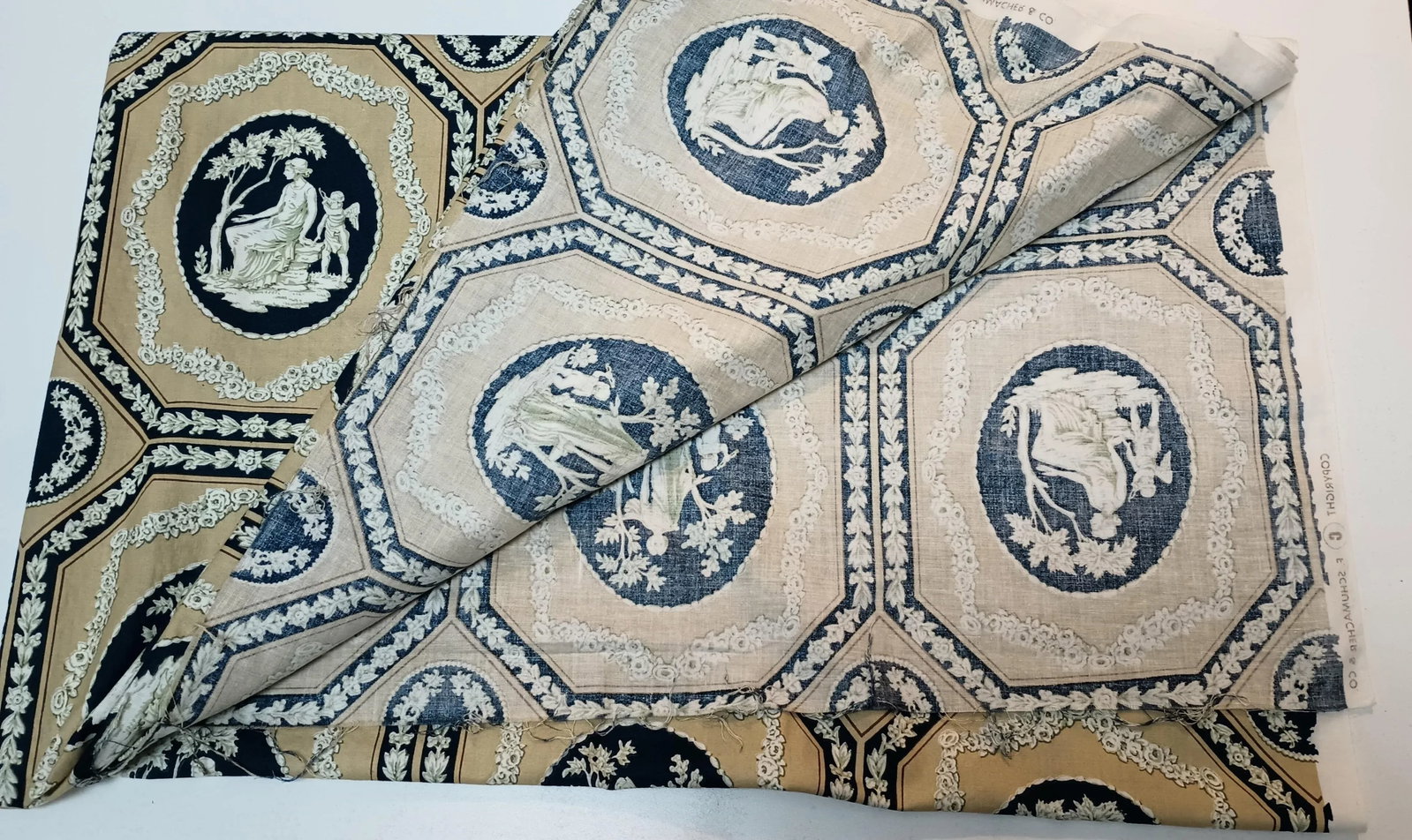 Schumacher Wedgwood "Jasperware" Print Vintage Cotton Fabric 3.75 Yards - 6