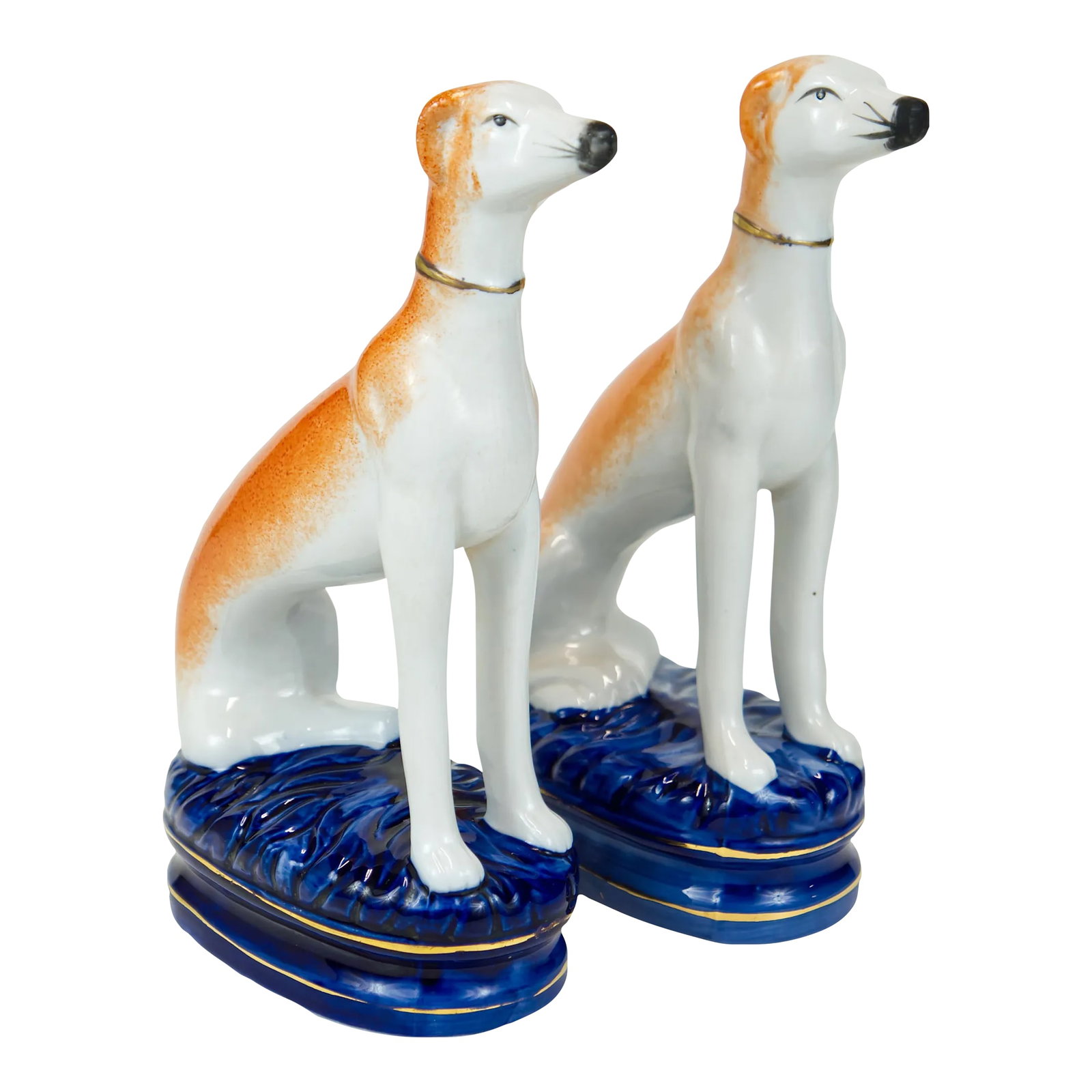 Staffordshire Porcelain Sitting Greyhound Dogs - a Pair (1 of 8)