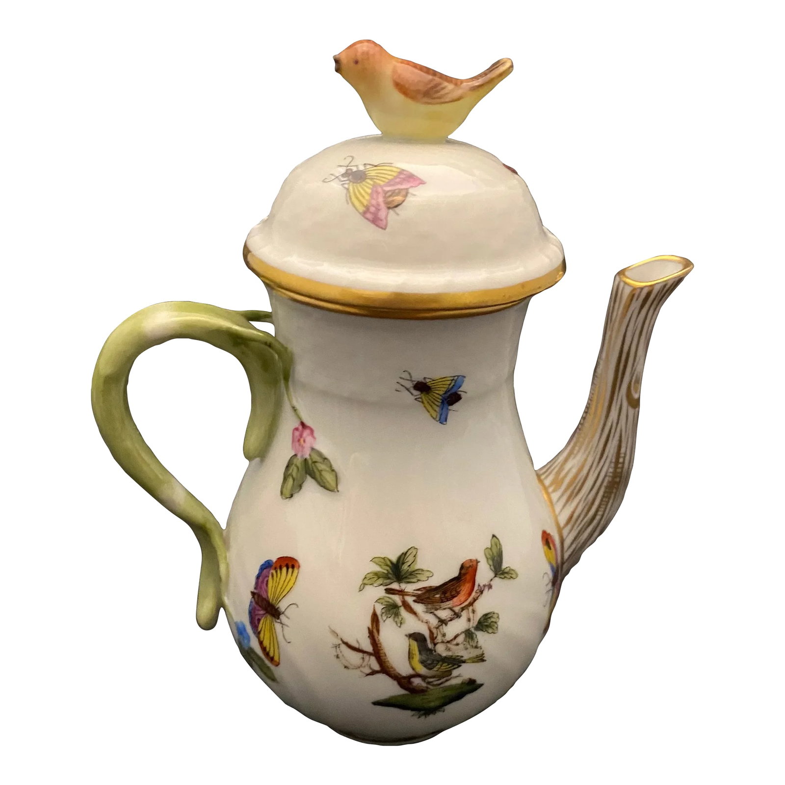 Mid 20th Century Herend Rothschild Bird Small Coffee Espresso Pot (1 of 4)