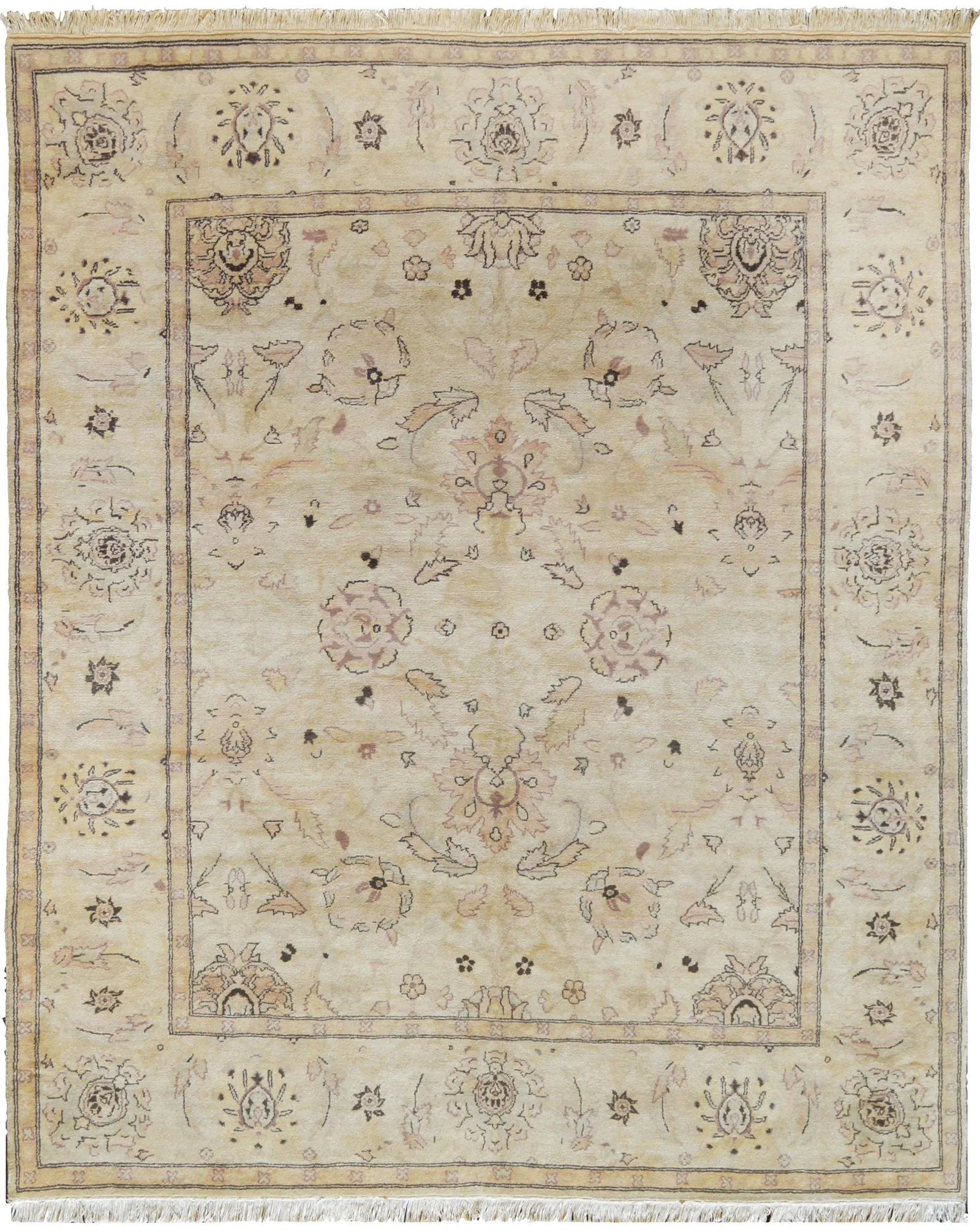Mansour Fine Handmade Agra Rug: Genuine Agra handwoven in Egypt. A superb quality rug artfully crafted with beautiful colors and the most distinctive design. 100% fine natural wool pile on cotton foundation. Condition: Alterations: 