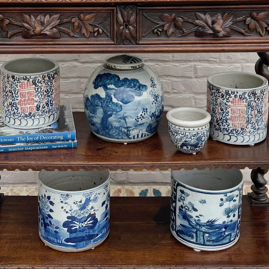Chinoiserie Planter With Bird in Window Motif - 2