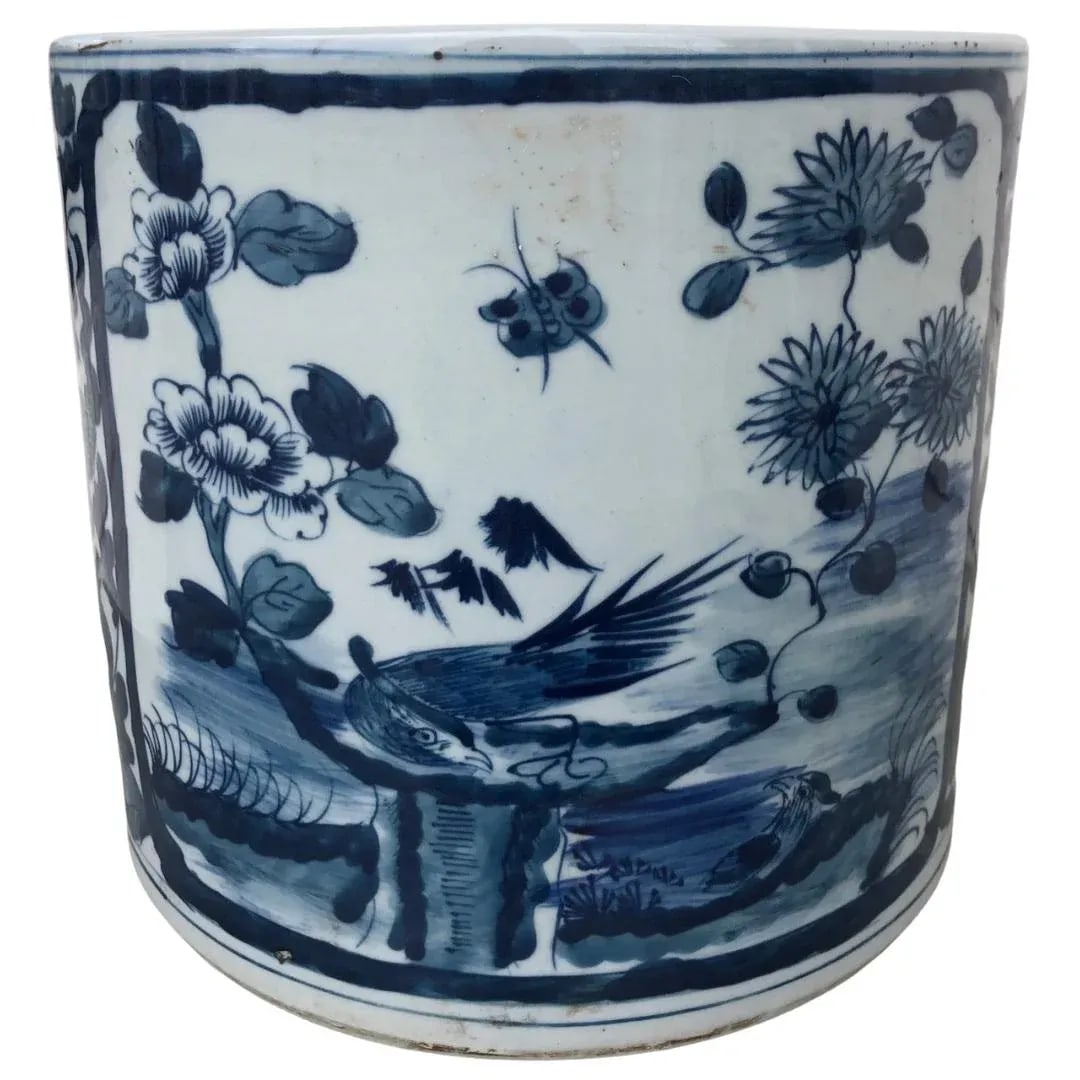 Chinoiserie Planter With Bird in Window Motif - 6