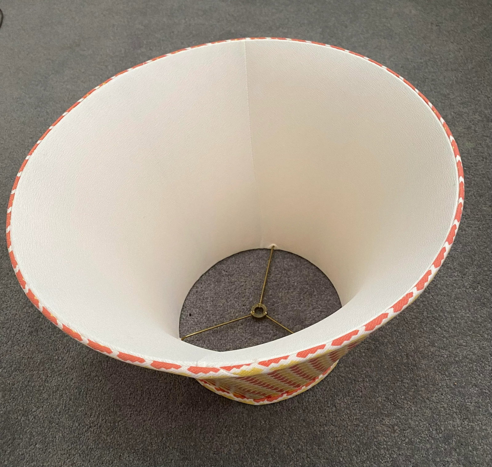Contemporary Custom Red and Yellow Small Print Fabric Lamp Shade - 3