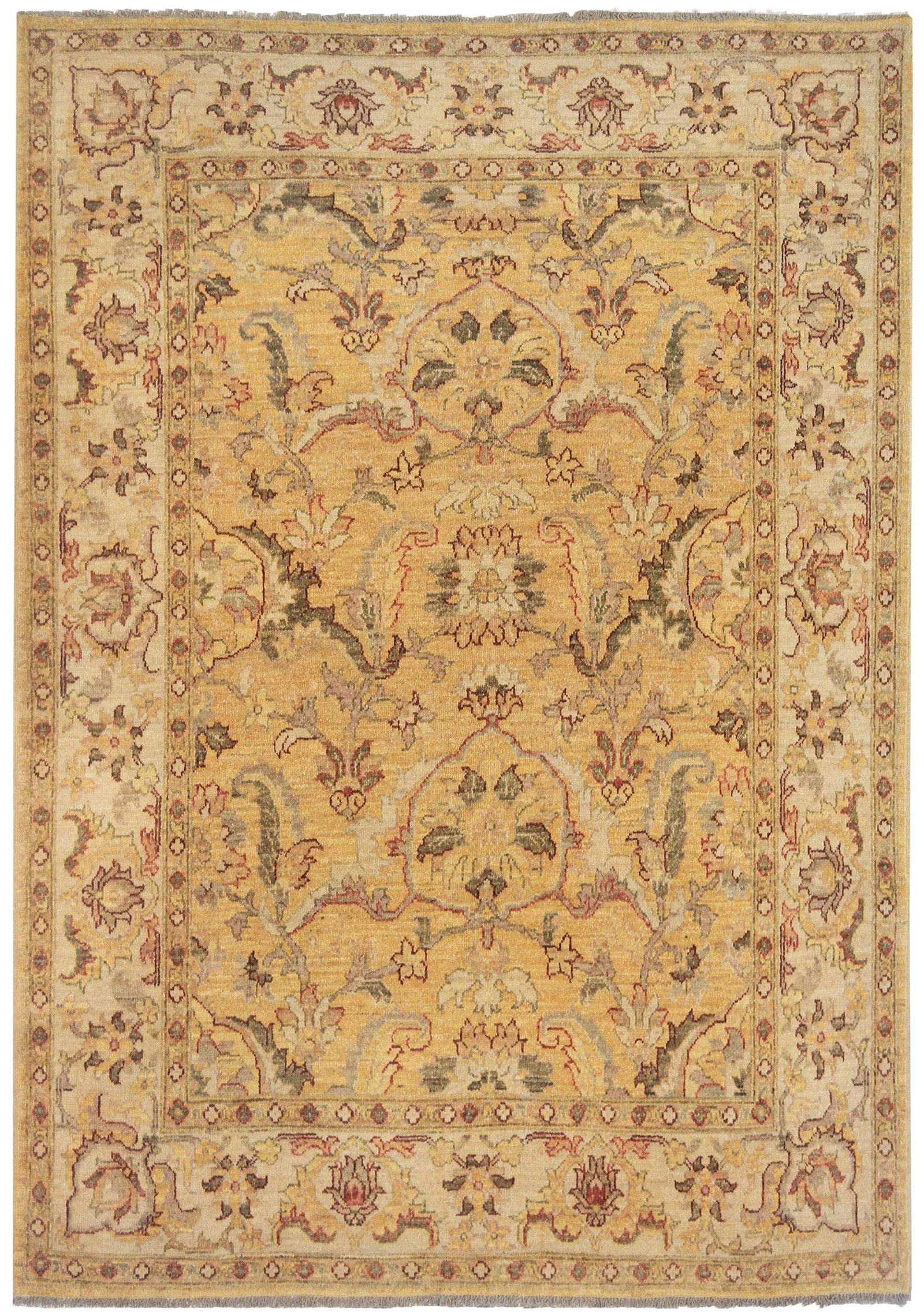 Mansour Exquisite Handmade Agra Rug - 5'2'' * 6'5'': Genuine Agra rug handwoven in Pakistan. This high quality Agra rug features a unique color combination and it is made of fine natural hand-spun wool and natural dyes. Condition: Alterations: Original 