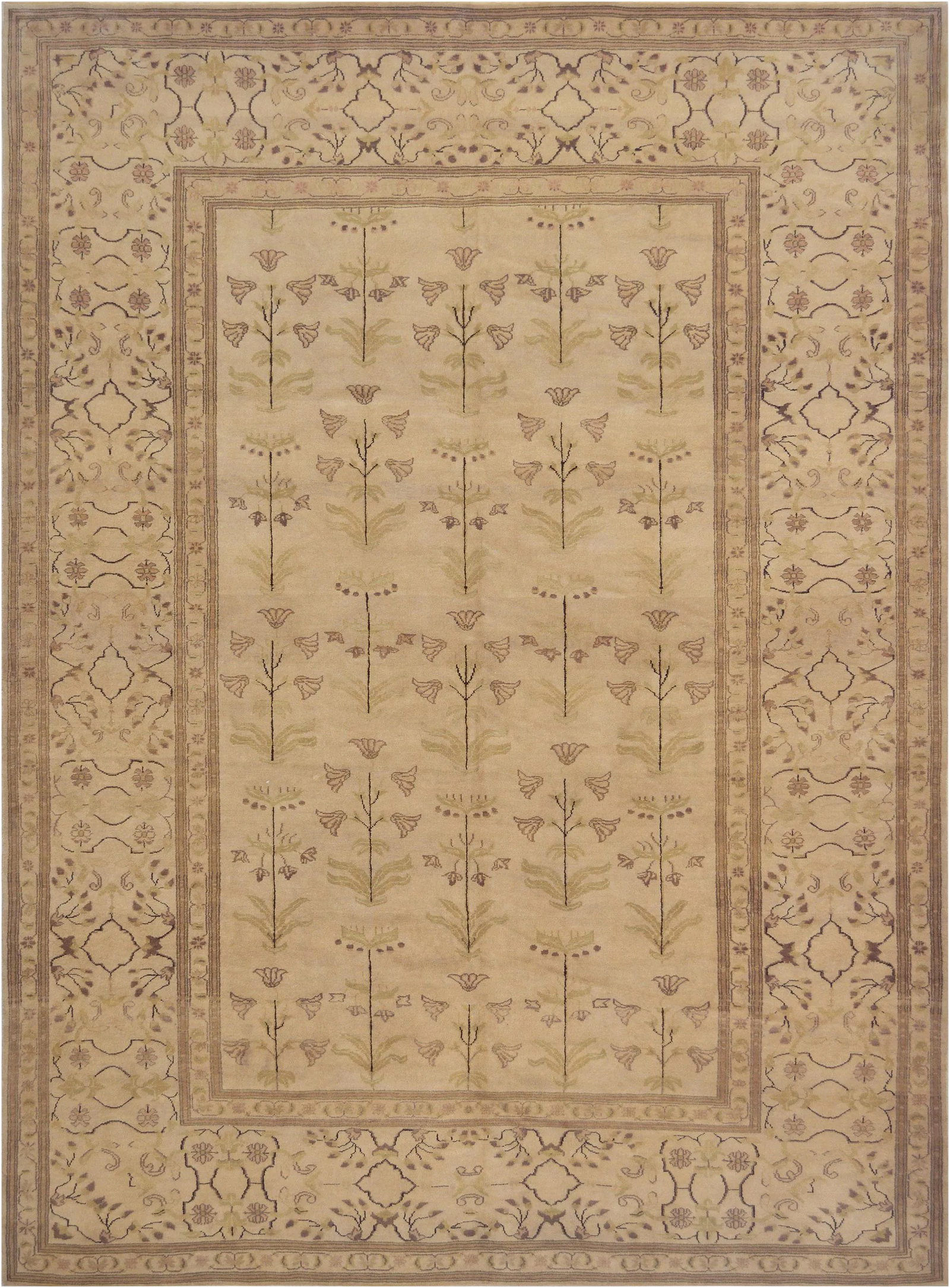 Mansour Genuine Handwoven Agra Rug: A high quality Agra from Egypt featuring a very unique all over decorative design and beautiful Earth tone colors. 100% fine natural wool pile. Condition: Alterations: Original Condition Unaltered Imp