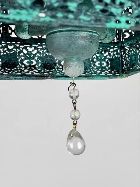 A Pair of Decorative Patina 3 Light Cluster Lanterns With Matching Chain and Canopy, - 8