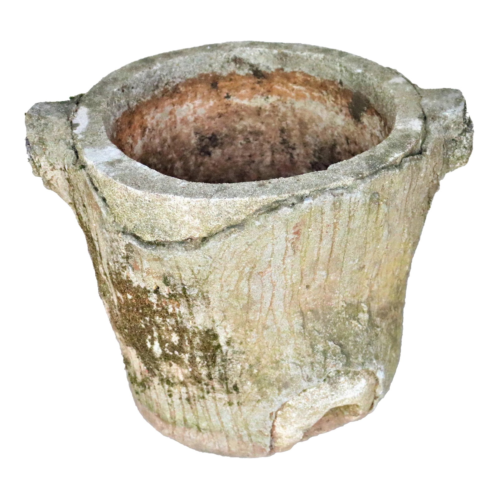 Early 20th Century, French Cast Stone Faux Bois Planter: An early 20th century French cast stone planter in the "faux bois" style. Faux Bois meanint "false wood". Planters such as this were made in small shops often with only a single craftsman. First a rou