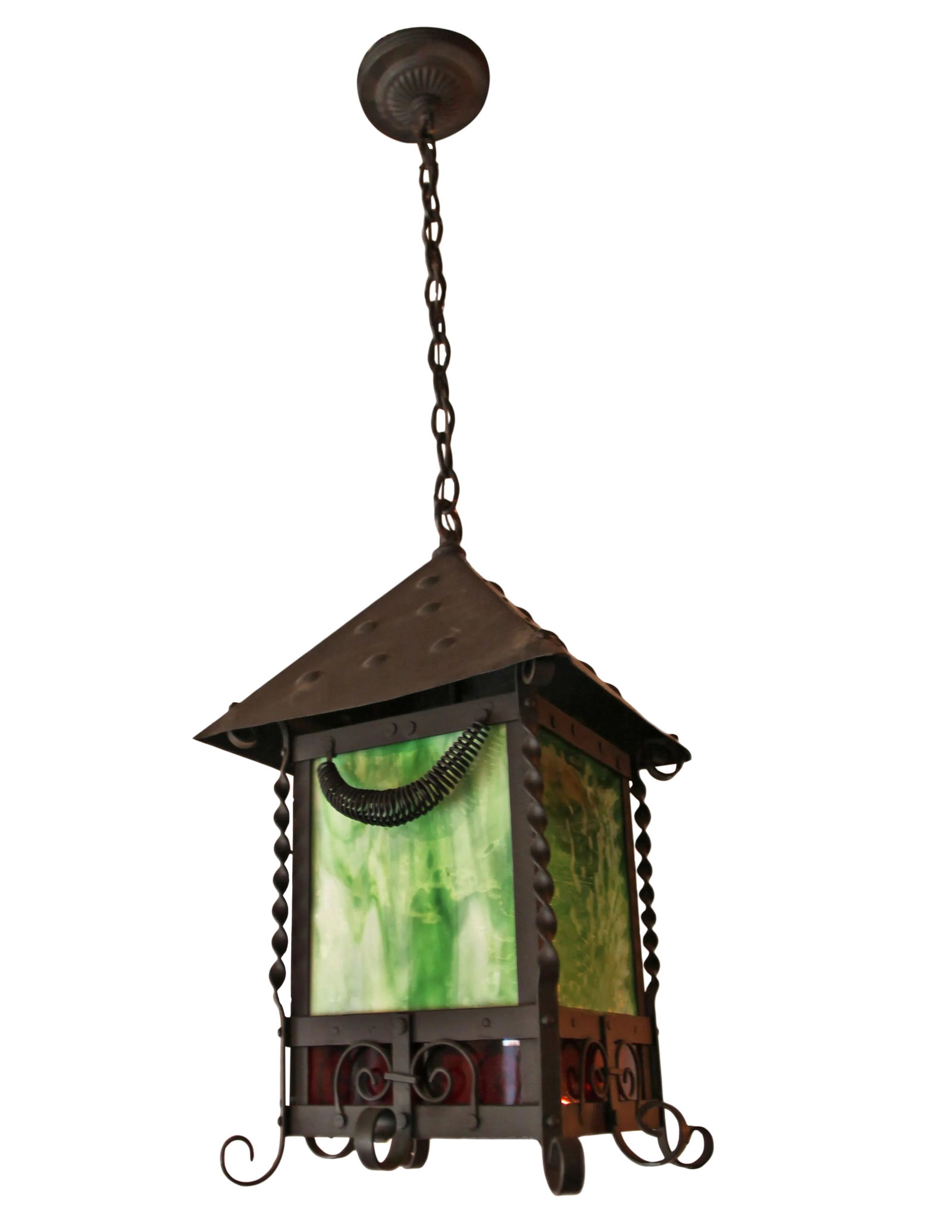 Iron Hanging Lantern With Stained Glass (1 of 3)