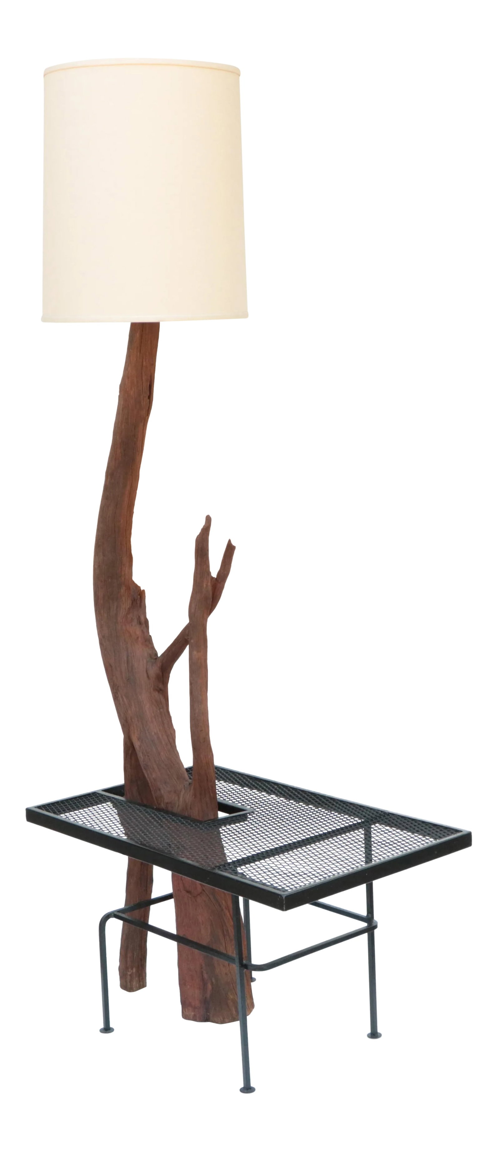 Monumental Driftwood Floor Lamp With Wrought Iron Table (1 of 8)