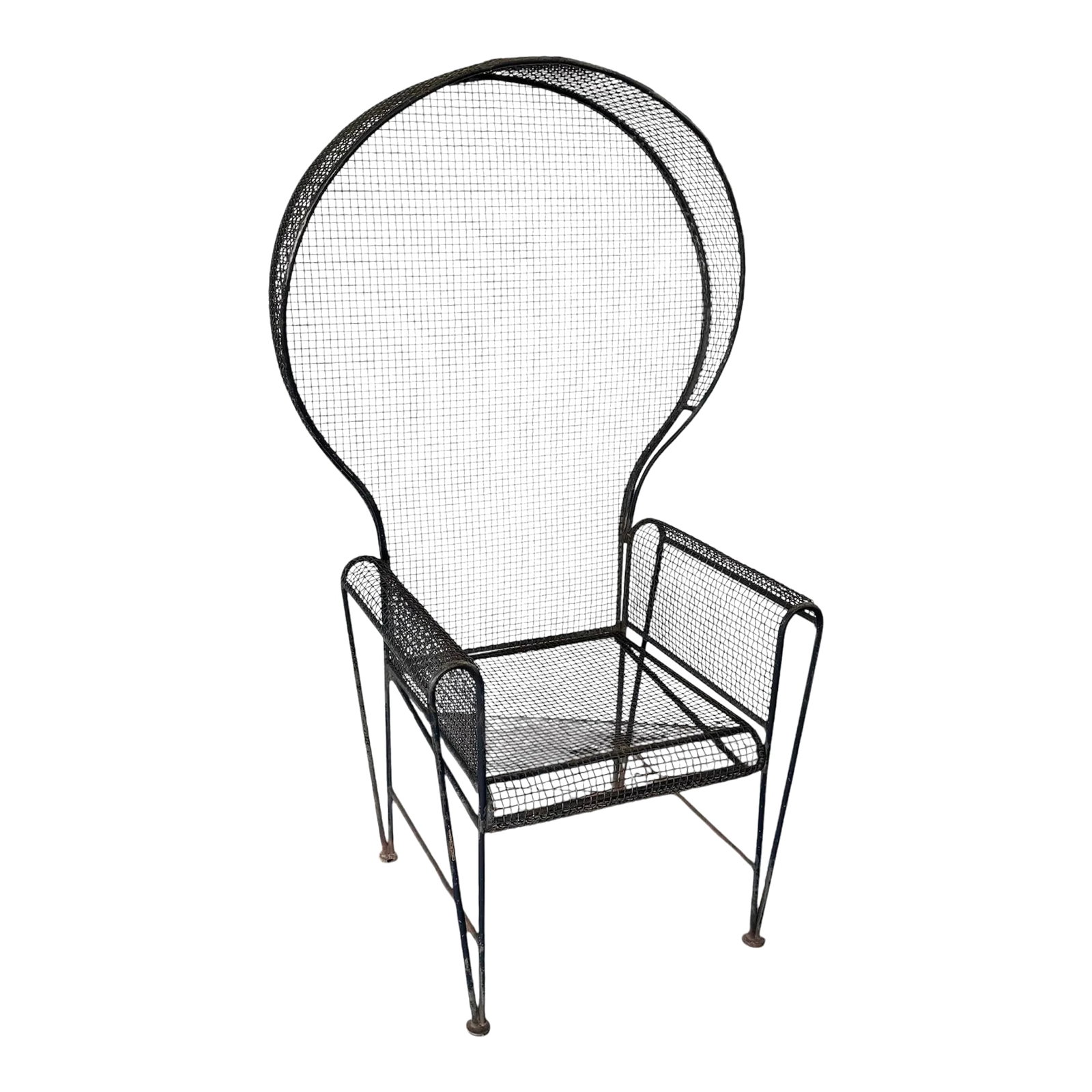 Russell Woodard Canopy Chair Sculptura Balloon High Back Wrought Iron Outdoor Patio Furniture: Russell Woodard Canopy Chair Sculptura Balloon High Back Wrought Iron Outdoor Patio Furniture Seating This piece is spectacular! Would look amazing inside or outside. Attributed to Russell Woodard, no
