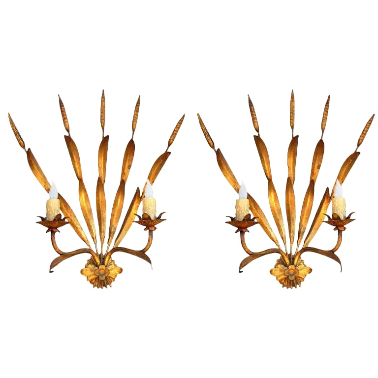 French Gilt Metal Sconces - a Pair