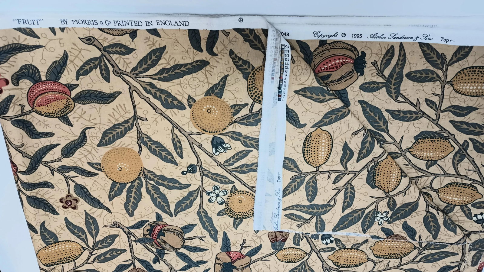 Morris and Co. "Fruit" Sanderson and Sons Vintage Cotton Fabric 3.75 Yard Piece - 5