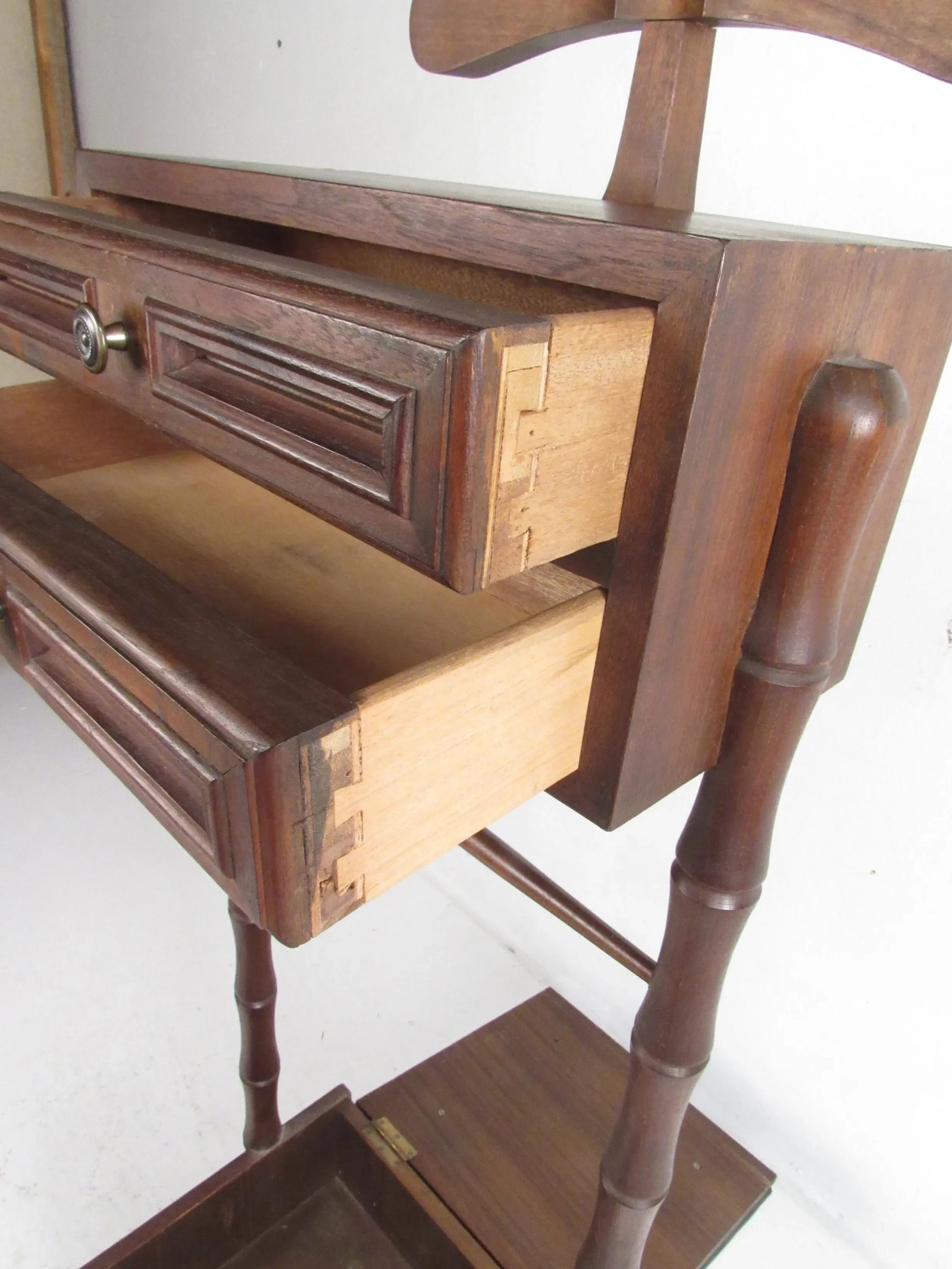 Vintage Walnut and Vinyl Valet Chair - 10