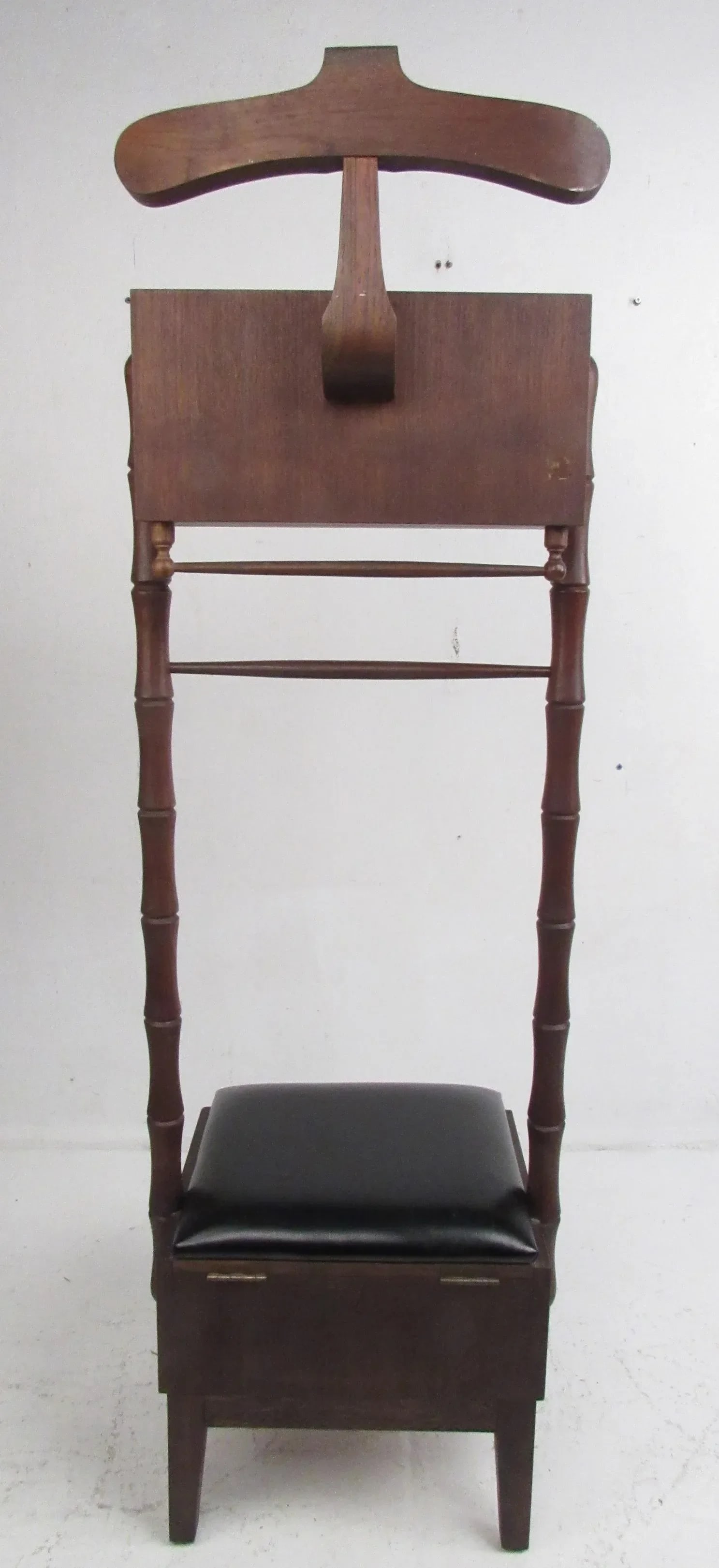 Vintage Walnut and Vinyl Valet Chair - 2