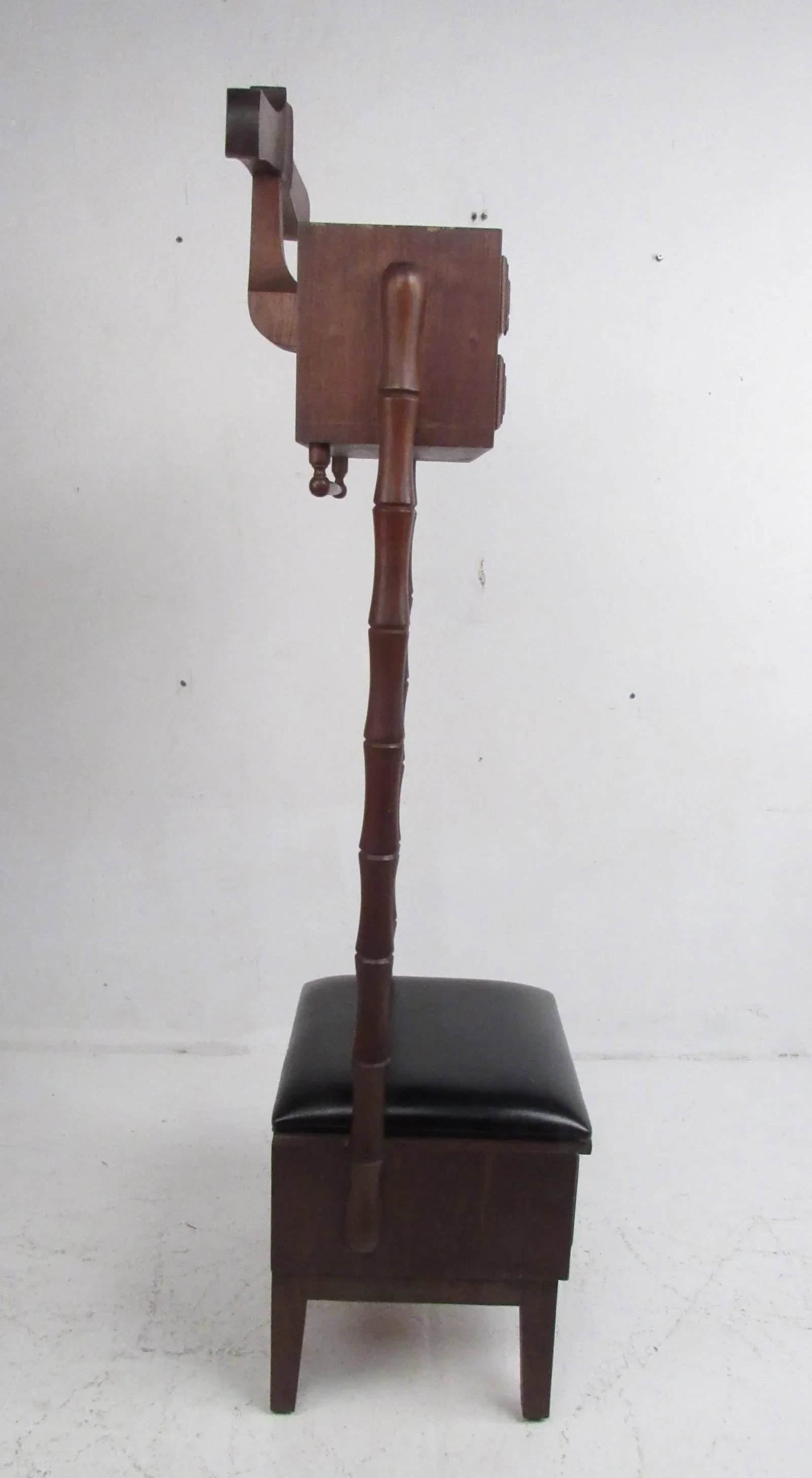 Vintage Walnut and Vinyl Valet Chair - 3