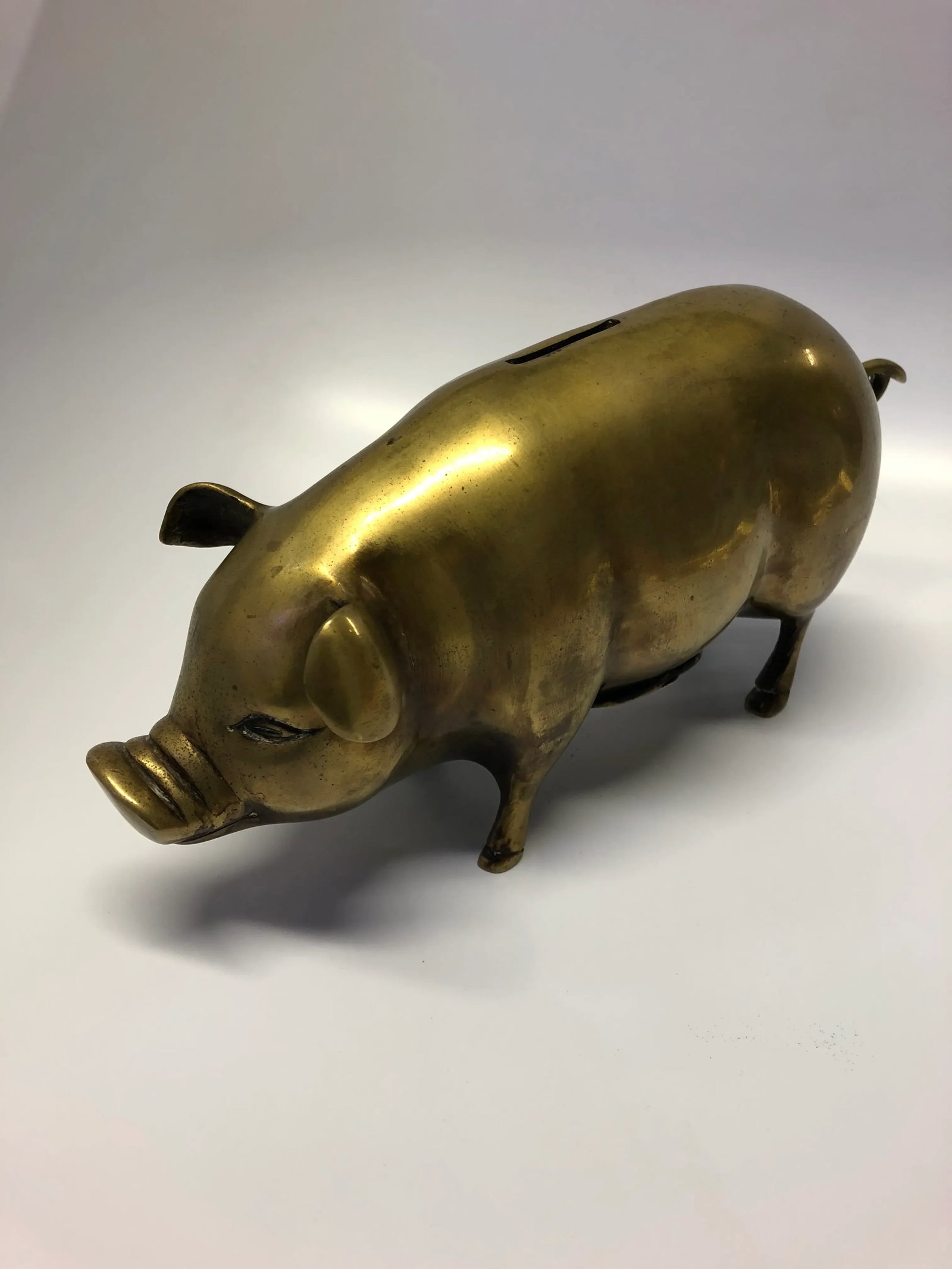 Mid Century Brass Piggy Bank - 10