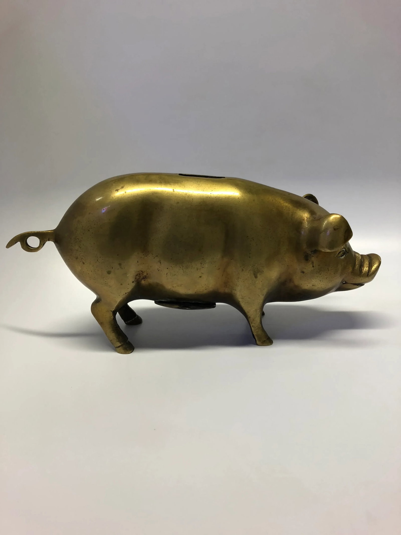 Mid Century Brass Piggy Bank - 2