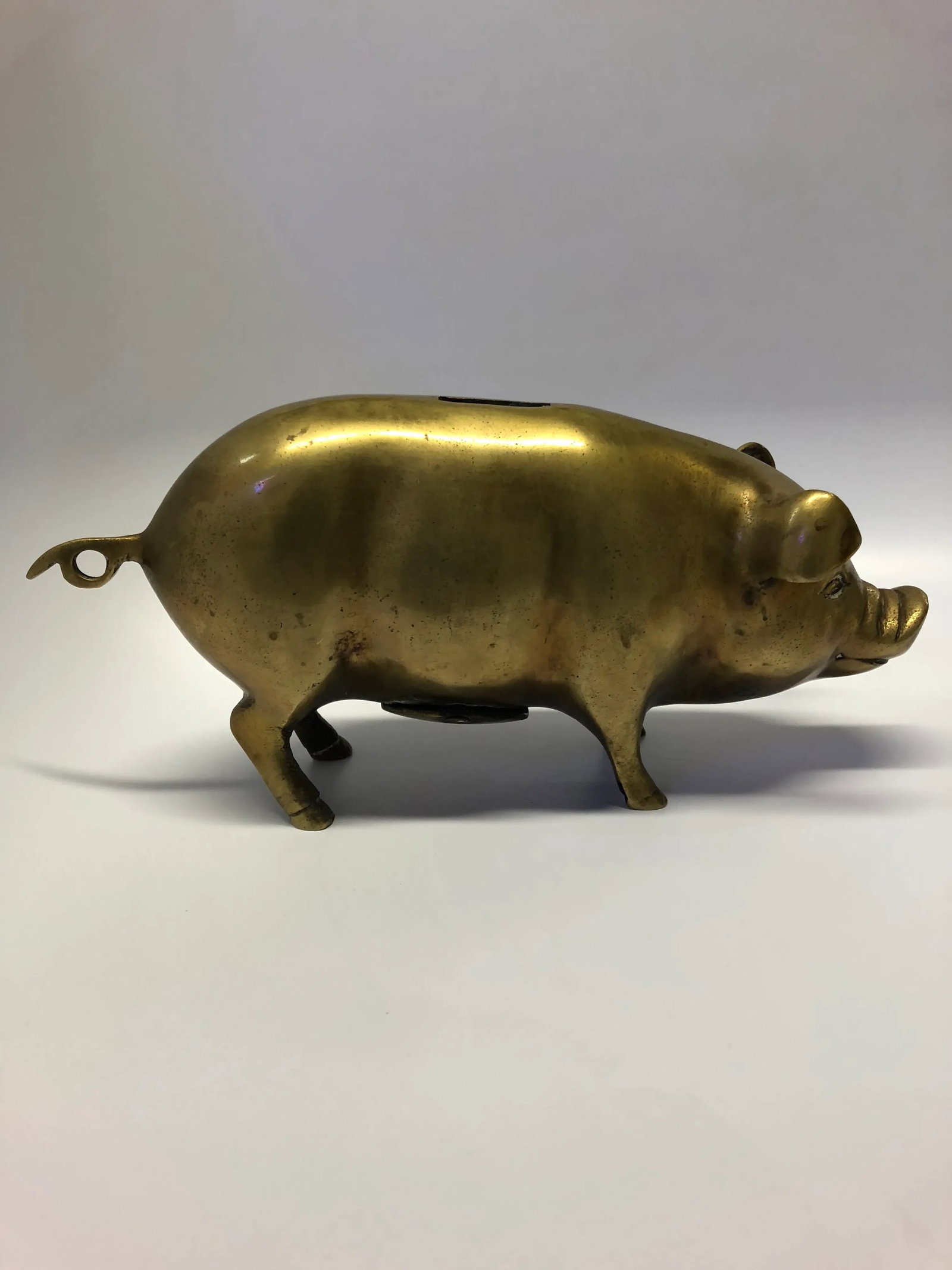 Mid Century Brass Piggy Bank - 3