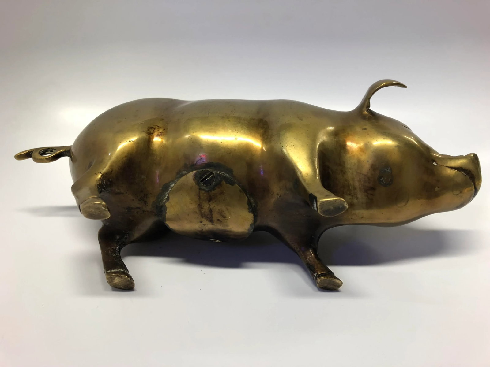 Mid Century Brass Piggy Bank - 6