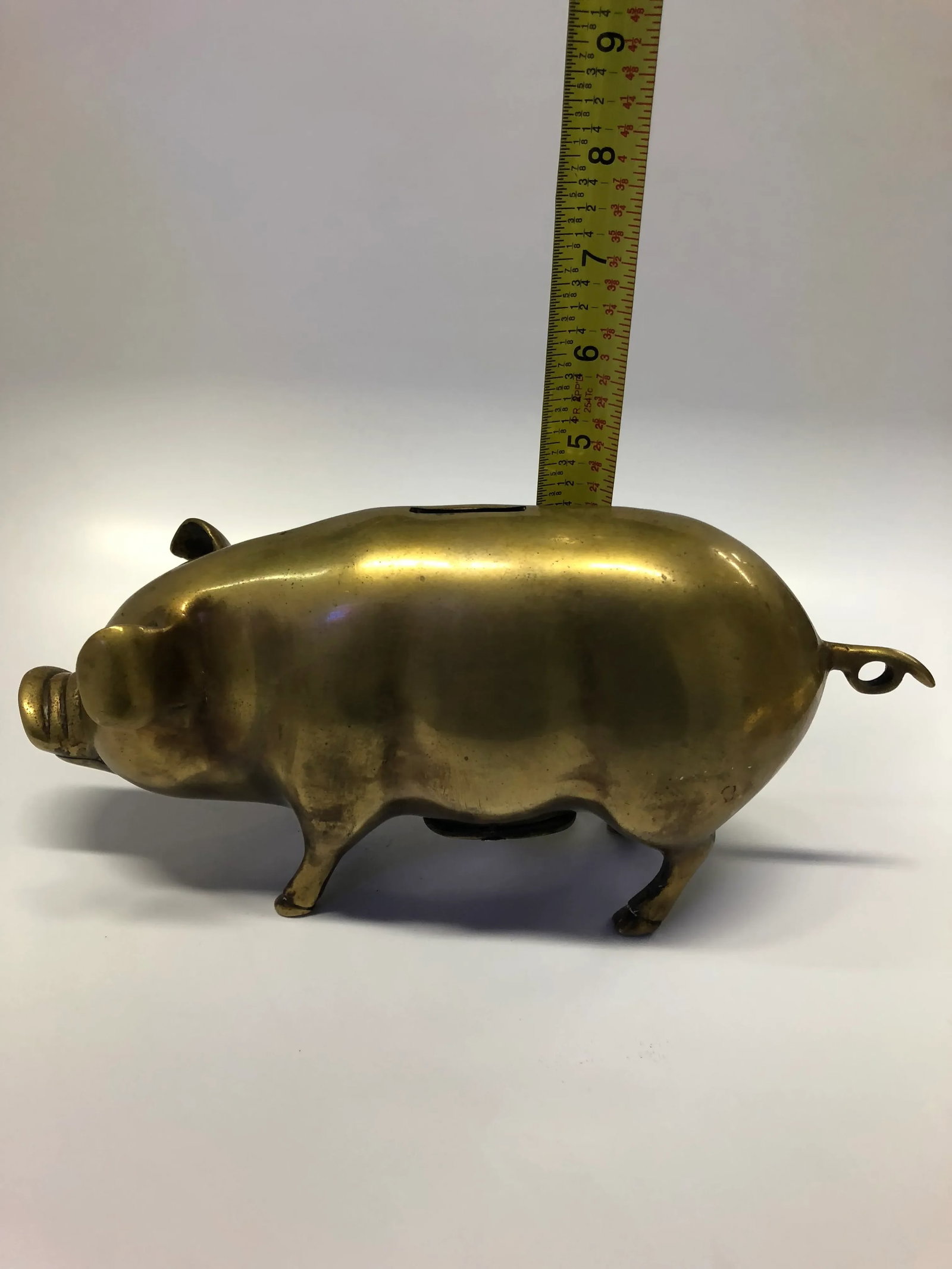 Mid Century Brass Piggy Bank - 7