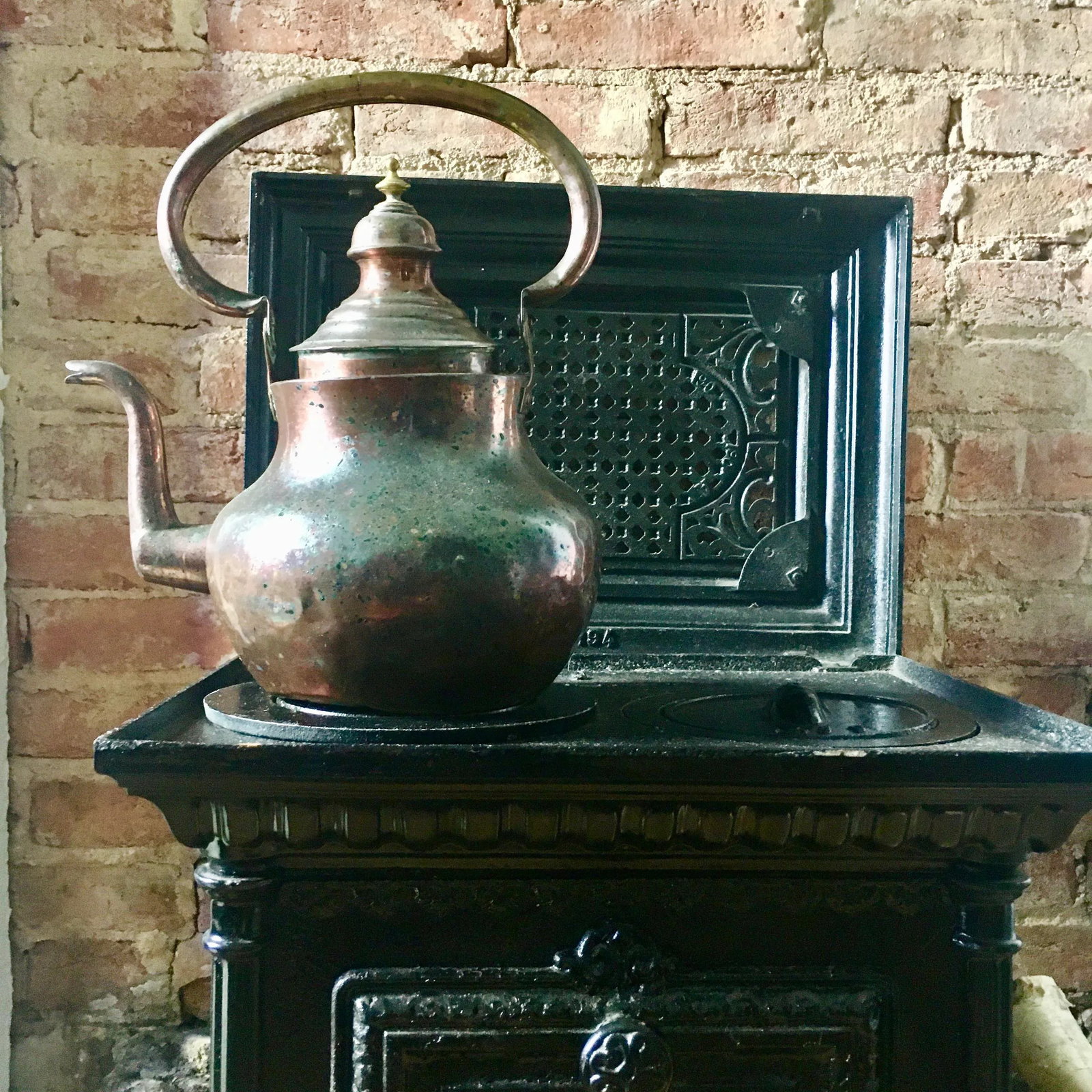 Antique Copper and Brass Tea Kettle - 10