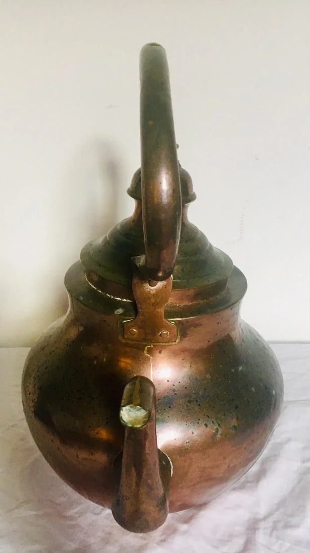Antique Copper and Brass Tea Kettle - 2