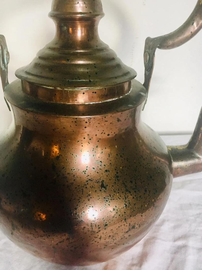 Antique Copper and Brass Tea Kettle - 6