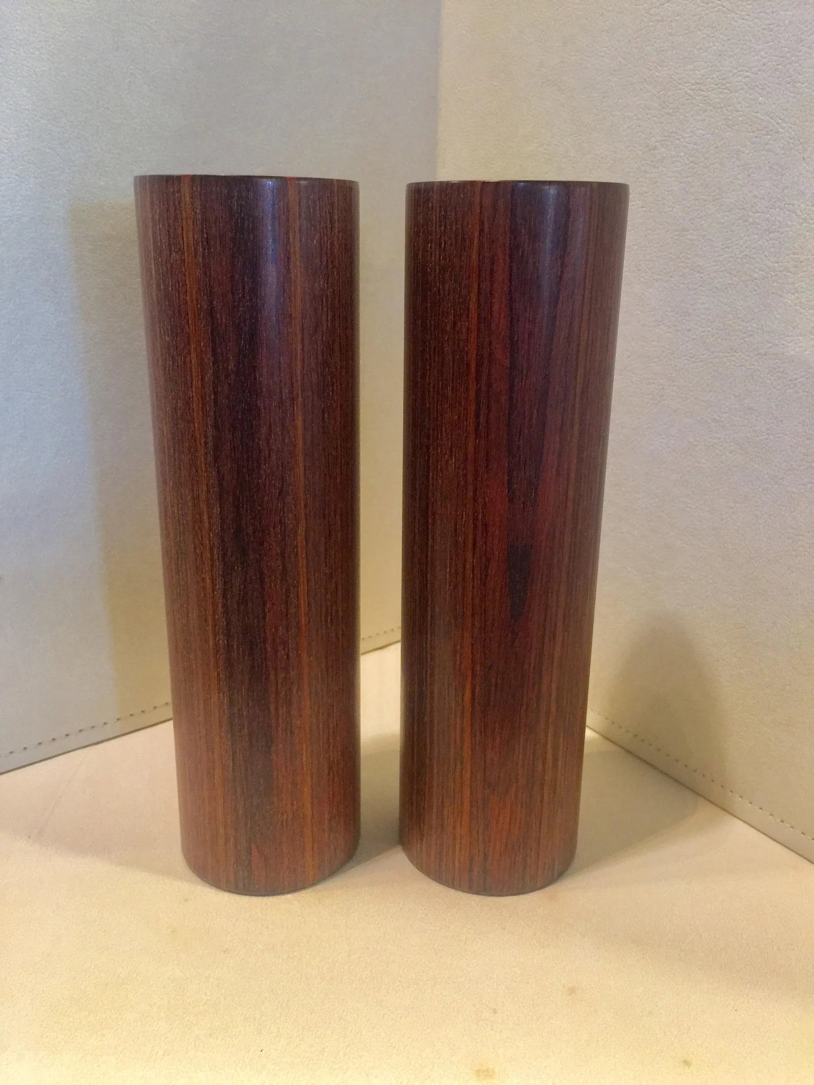 1960s Danish Modern Cylindrical Afromosia Candlesticks - a Pair - 2