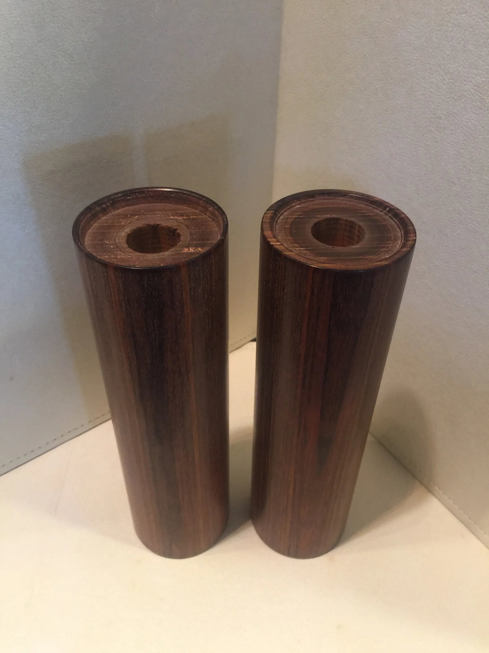 1960s Danish Modern Cylindrical Afromosia Candlesticks - a Pair - 3