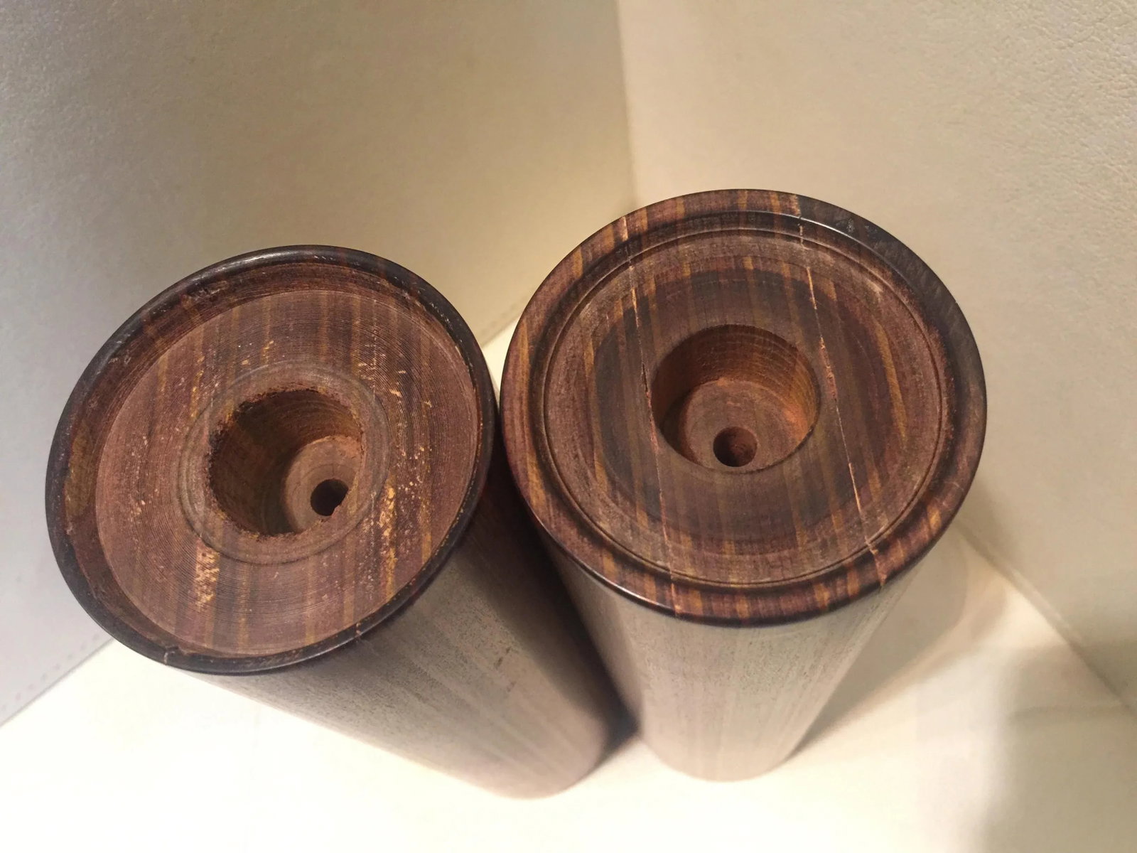 1960s Danish Modern Cylindrical Afromosia Candlesticks - a Pair - 4
