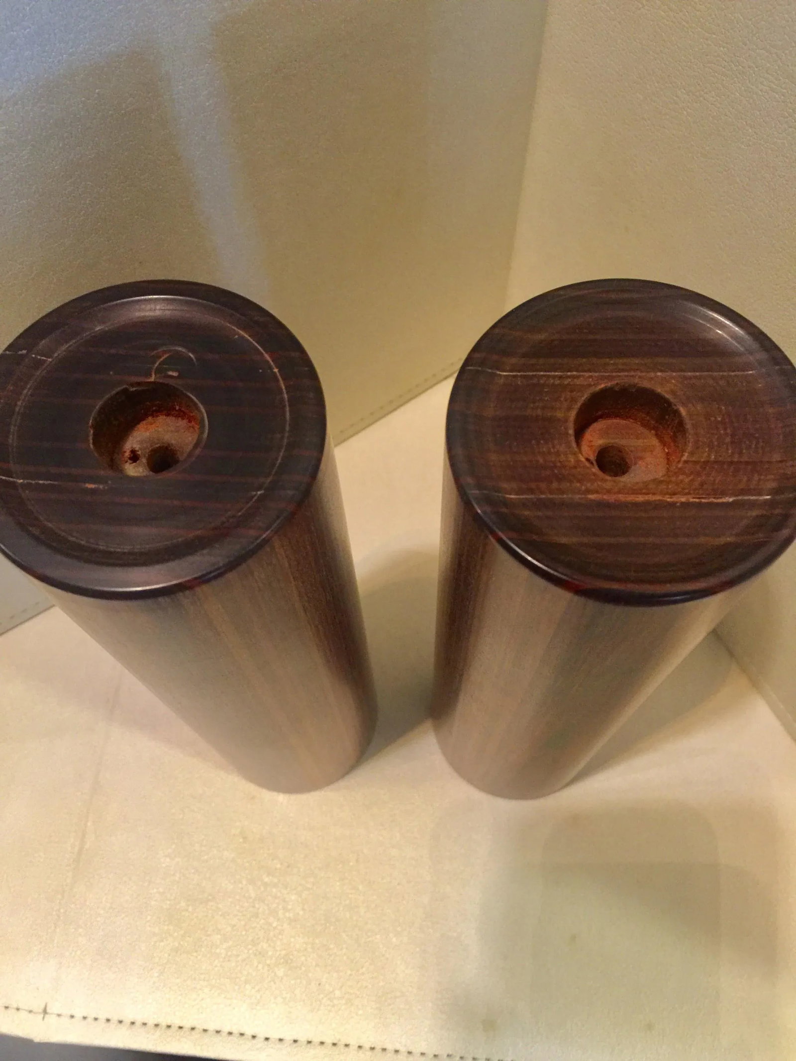 1960s Danish Modern Cylindrical Afromosia Candlesticks - a Pair - 5