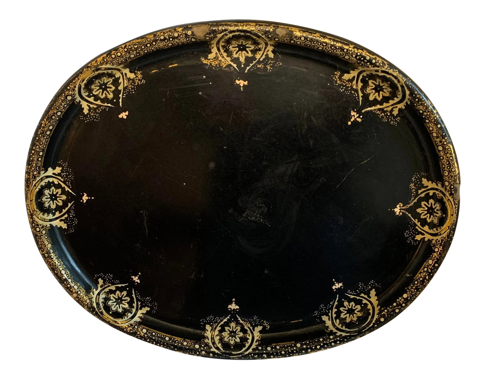 Antique Black and Gold Paper Mache Tray (1 of 9)