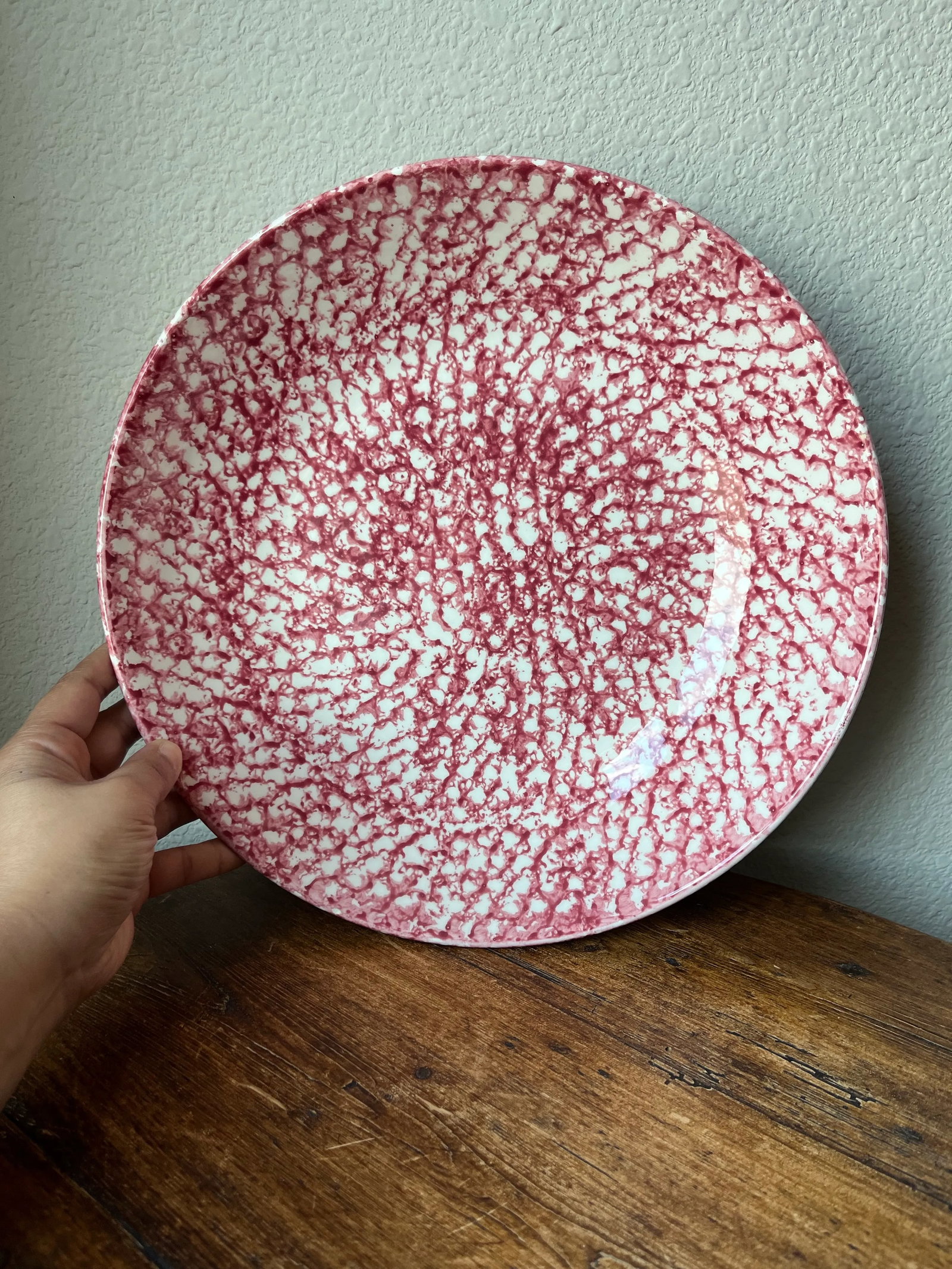 1980s Red Spongeware by Roma Inc Brooklyn Ny Pasta Serving Bowl, Italian Pottery - 3