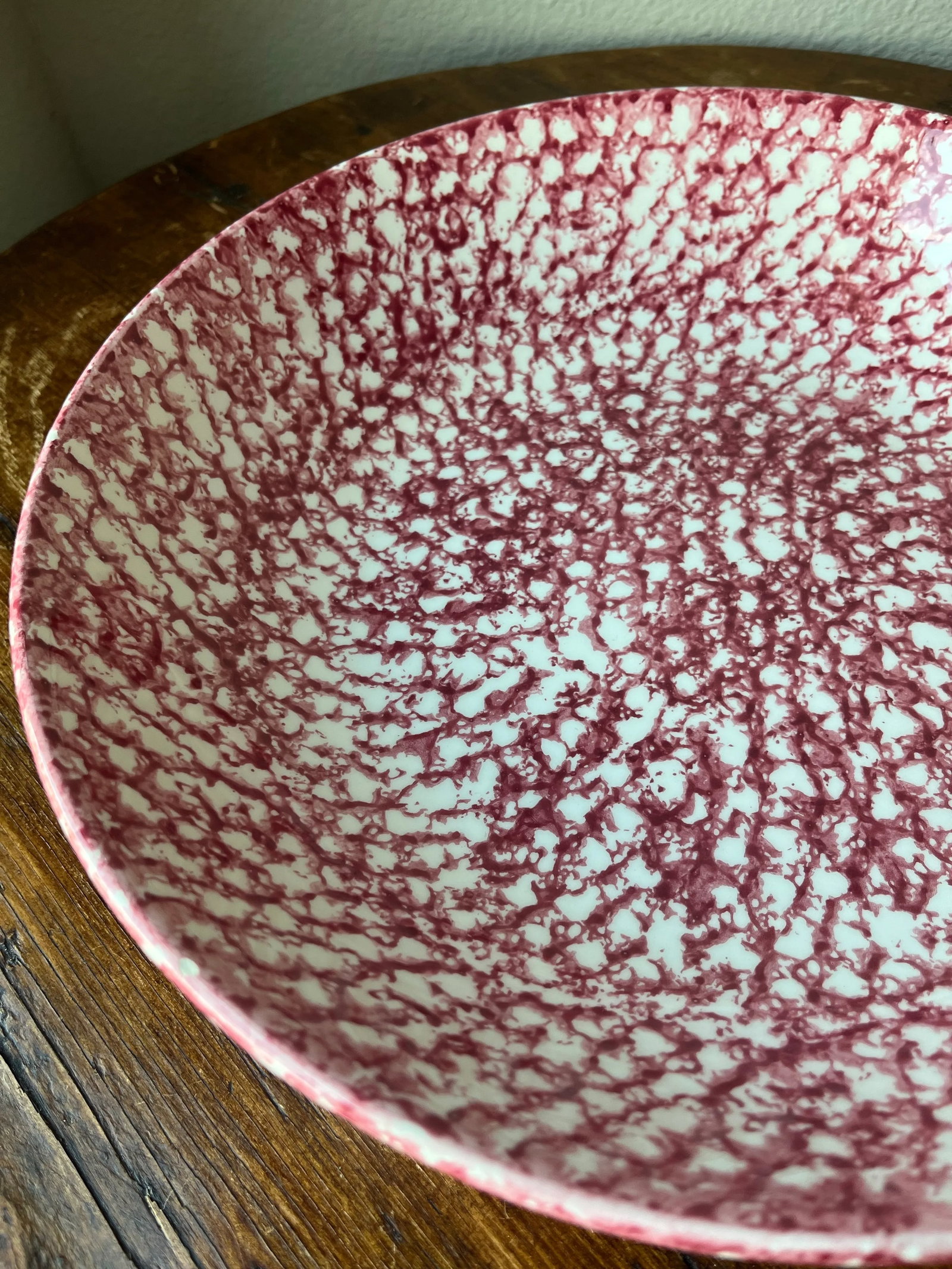 1980s Red Spongeware by Roma Inc Brooklyn Ny Pasta Serving Bowl, Italian Pottery - 7