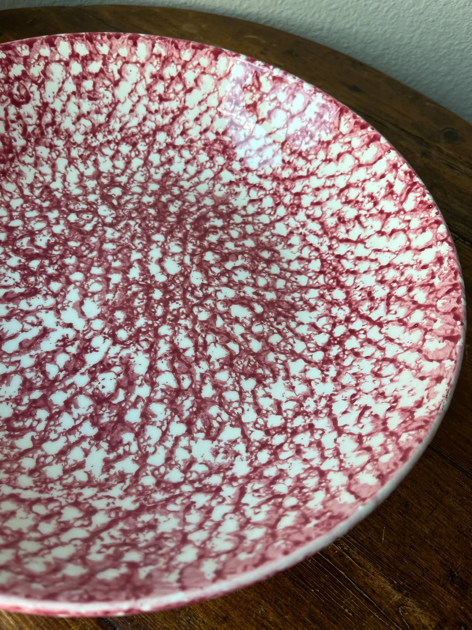 1980s Red Spongeware by Roma Inc Brooklyn Ny Pasta Serving Bowl, Italian Pottery - 8